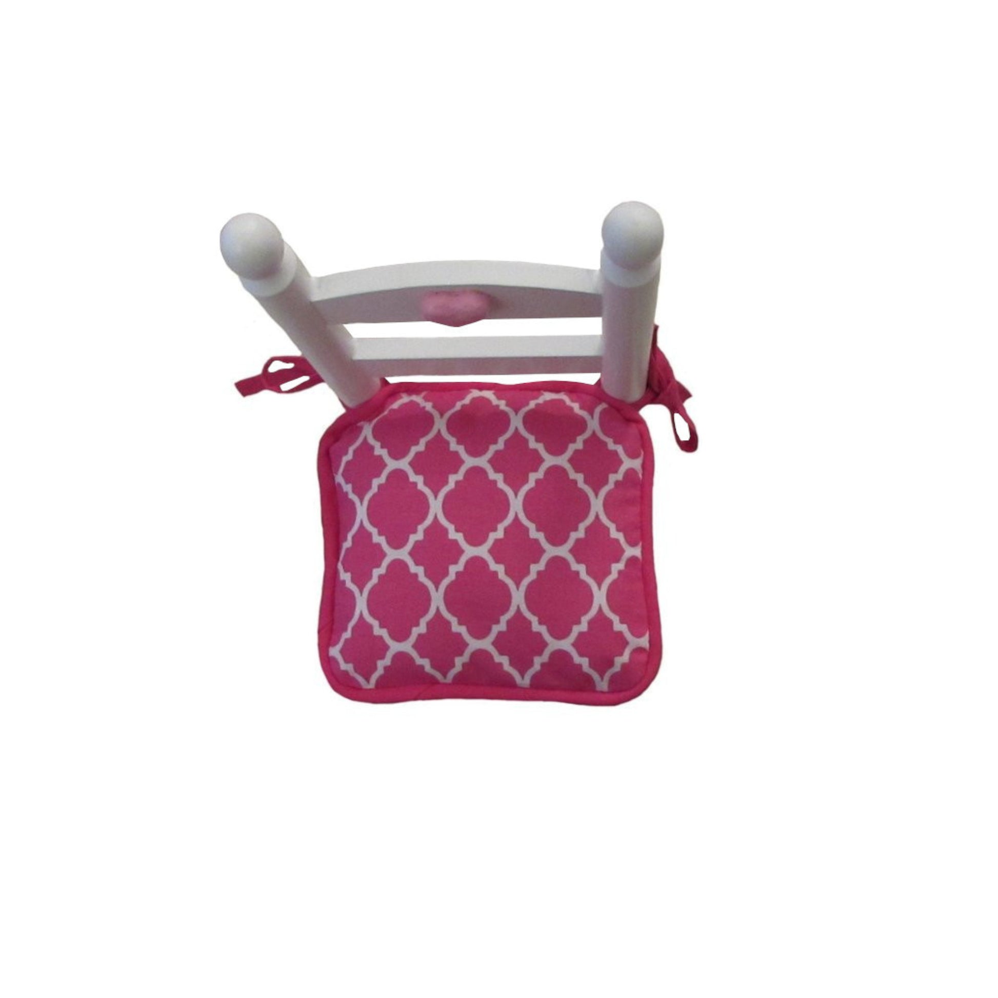Pink and White Print Doll Chair Cushion for 18-inch dolls Second view
