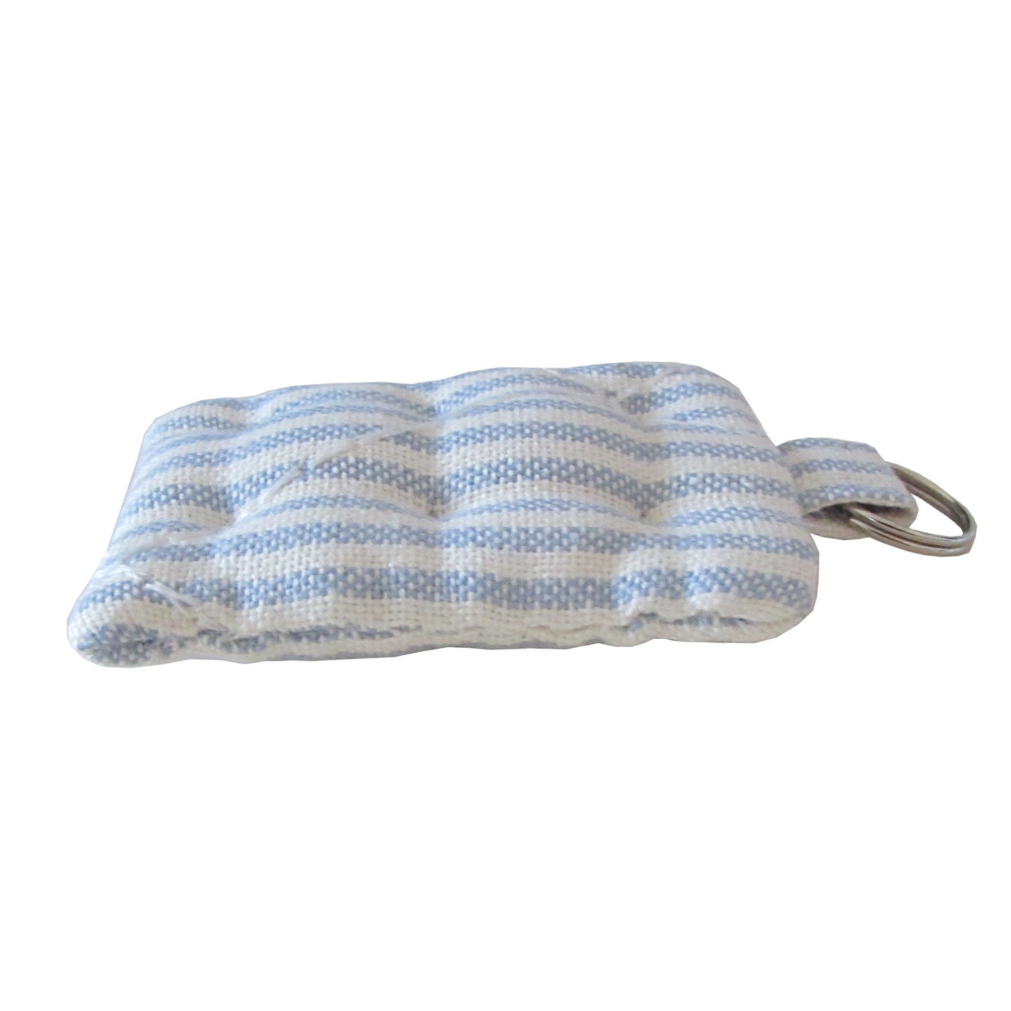 Sky Blue Ticking Striped Mattress Key Chain Side view