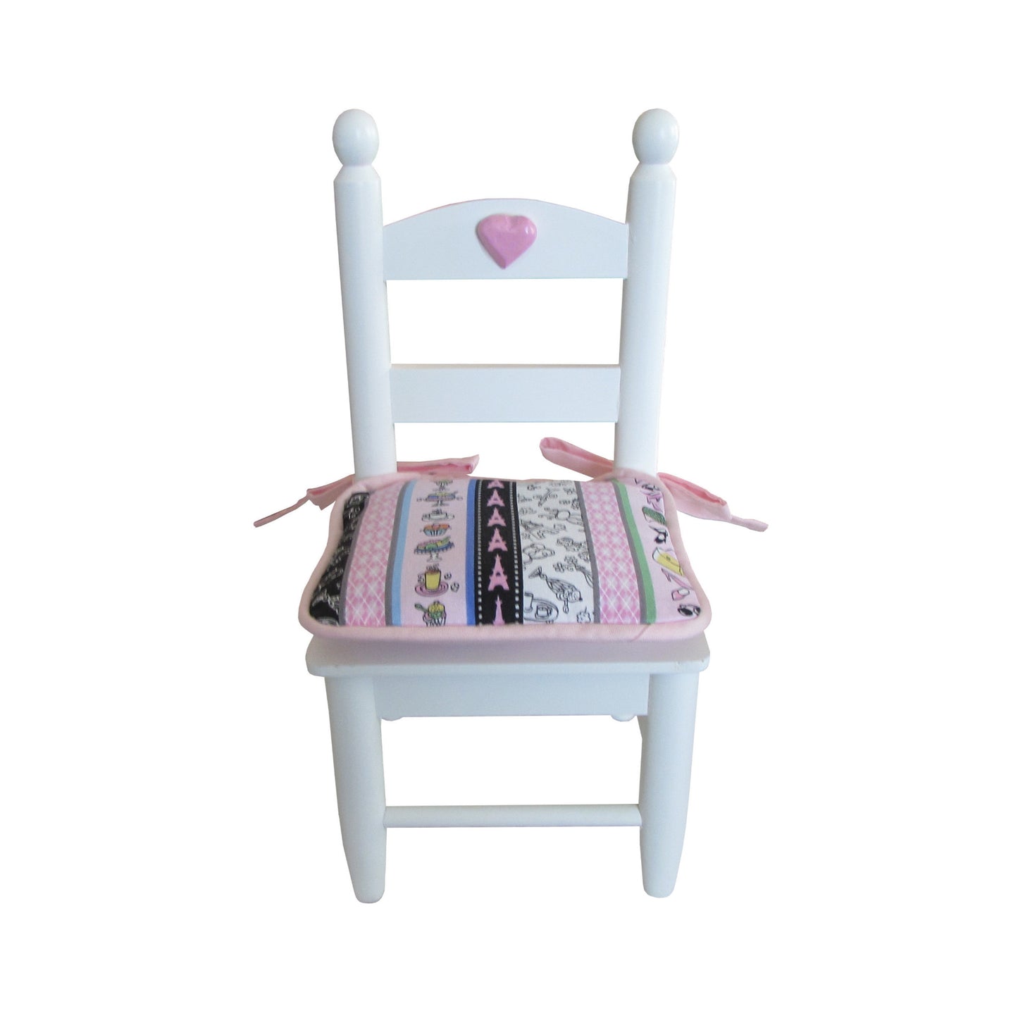 Striped Paris Print Doll Chair Cushion for 18-inch dolls