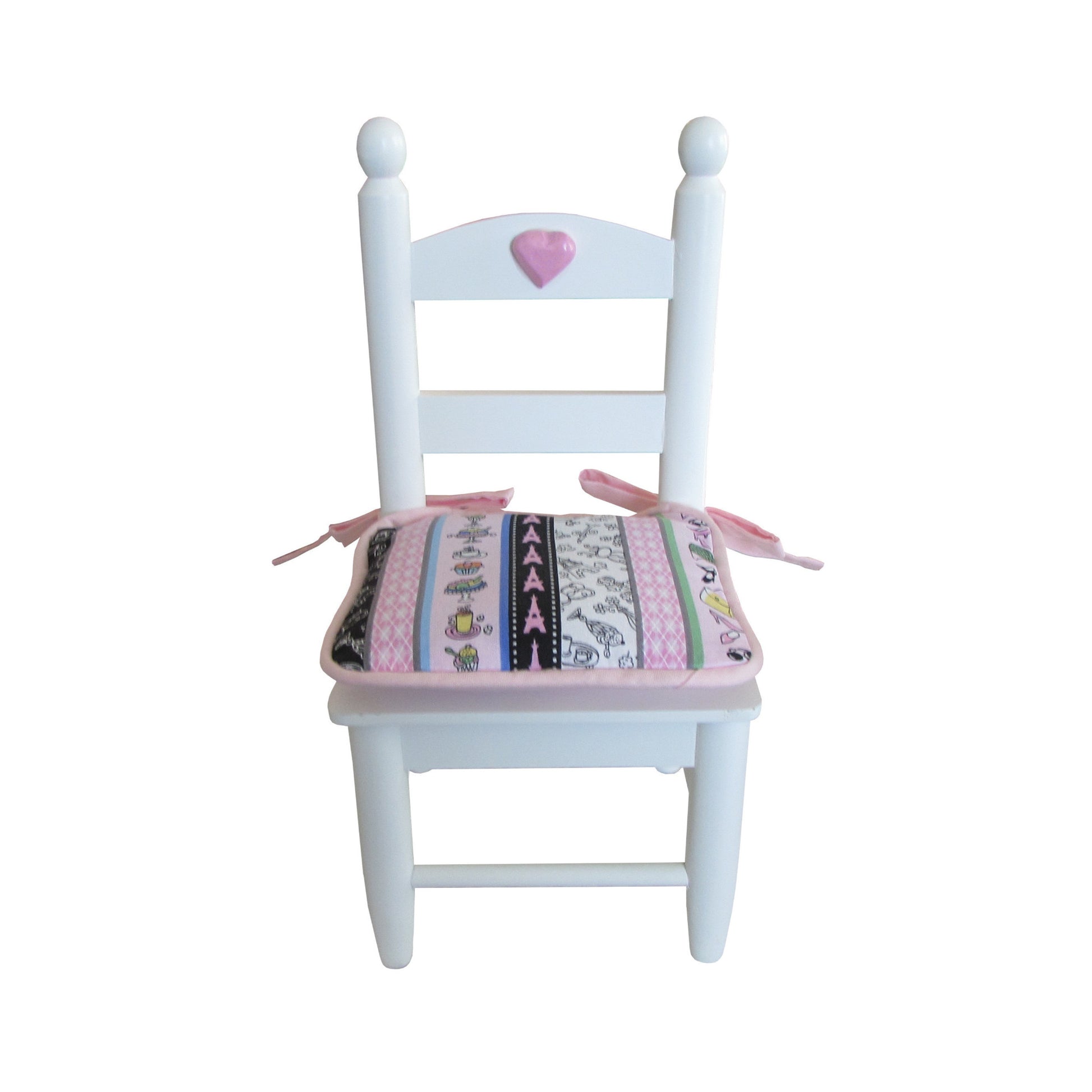 Striped Paris Print Doll Chair Cushion for 18-inch dolls