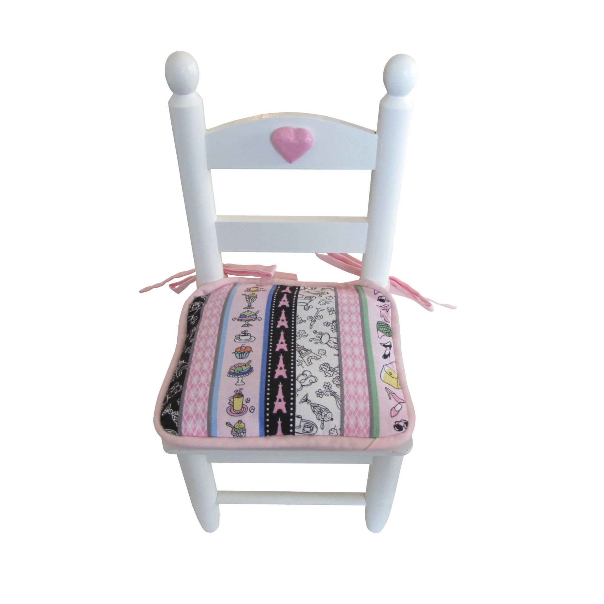 Striped Paris Print Doll Chair Cushion for 18-inch dolls Second view