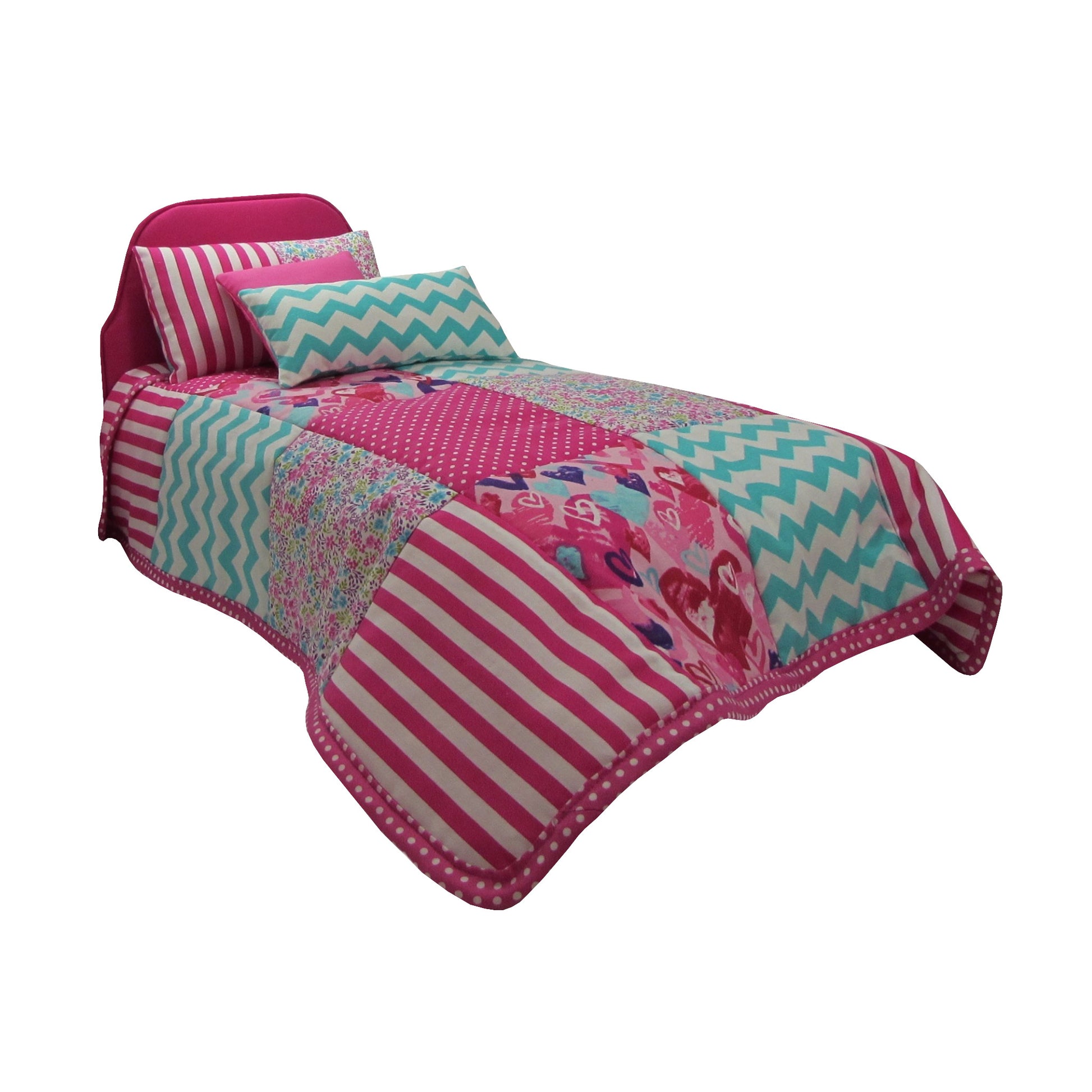 Stripes, Dots, and Floral Doll Quilt for 18-inch dolls