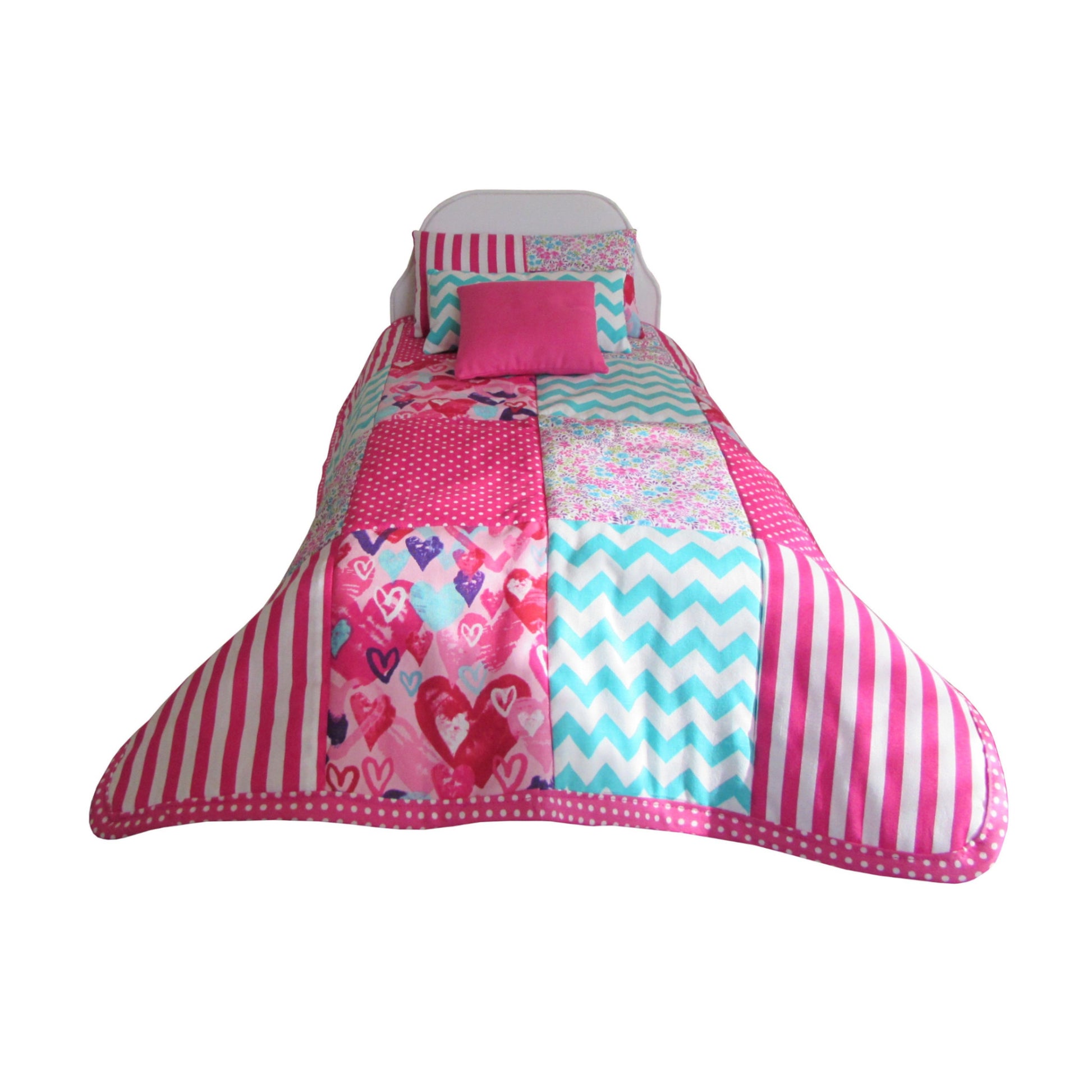 Stripes, Dots, and Floral Doll Quilt for 18-inch dolls Second view