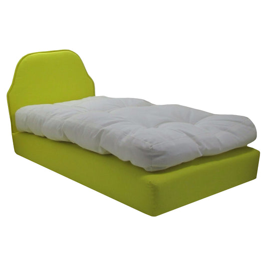 Upholstered Bright Yellow Doll Bed for 18-inch dolls