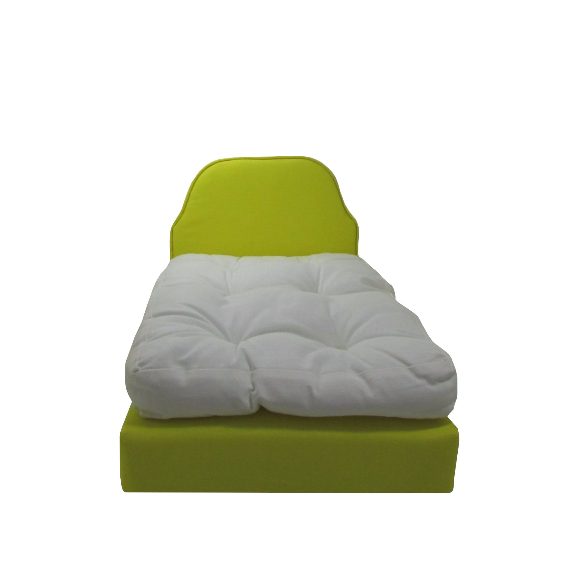 Upholstered Bright Yellow Doll Bed for 18-inch dolls Second view