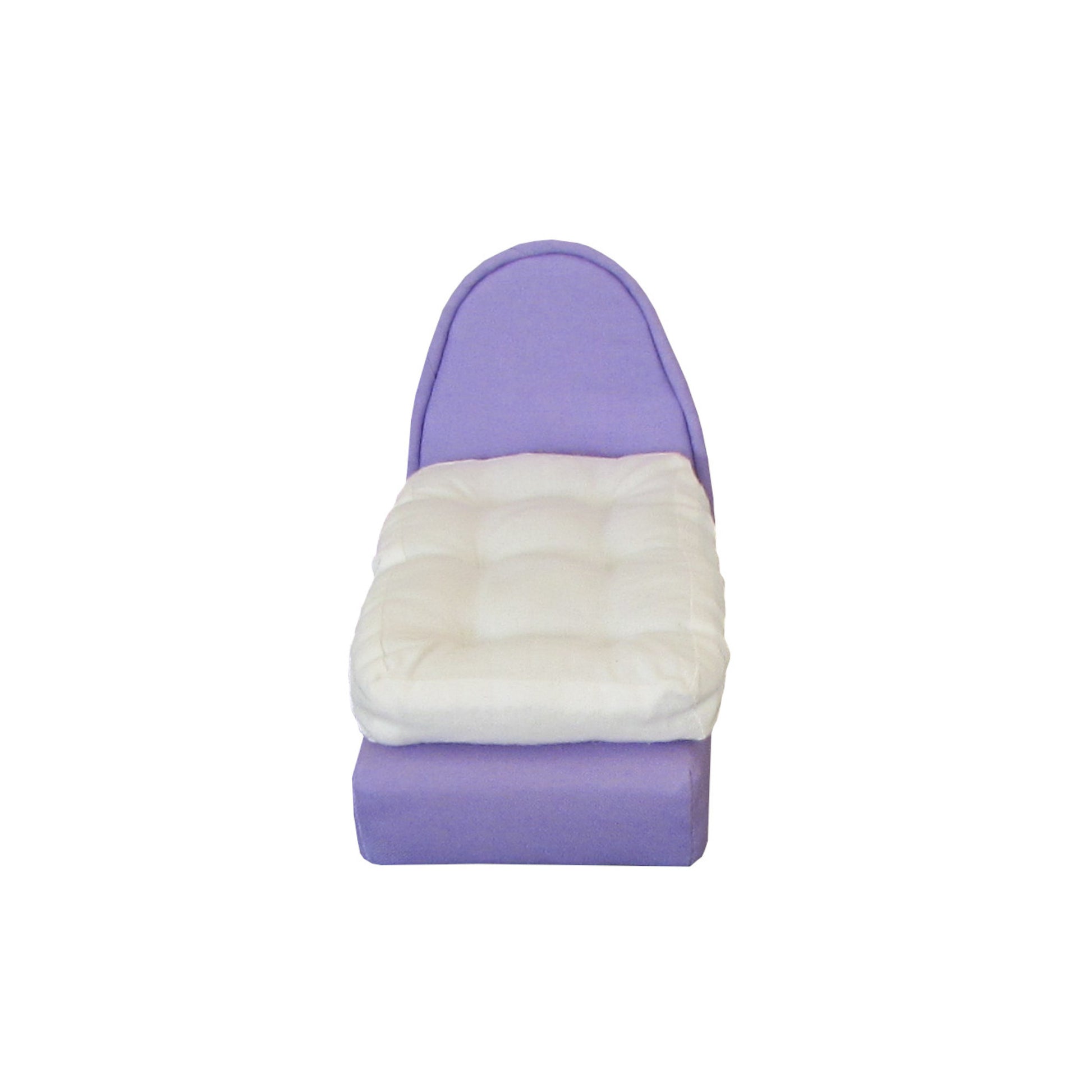 Upholstered Lavender Doll Bed and Mattress for 6.5-inch dolls Second view