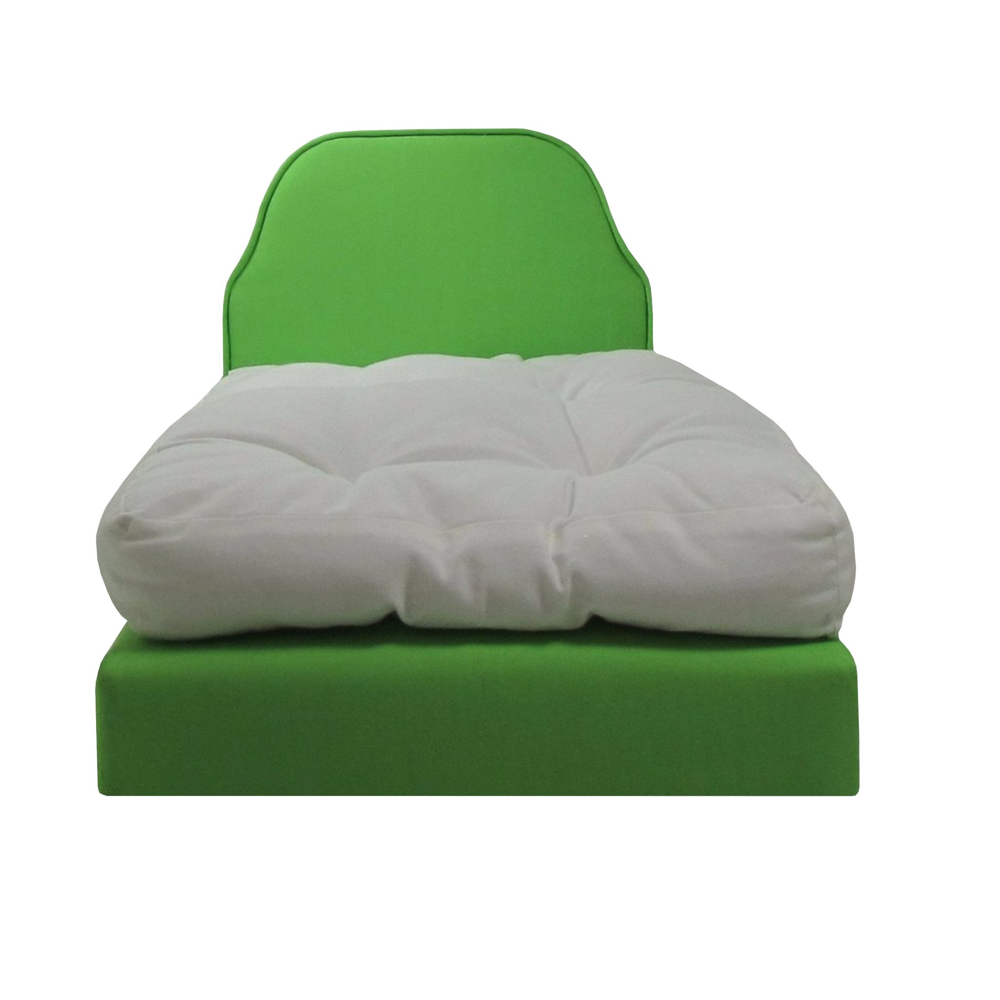 Upholstered Light Green Doll Bed for 18-dolls Second view