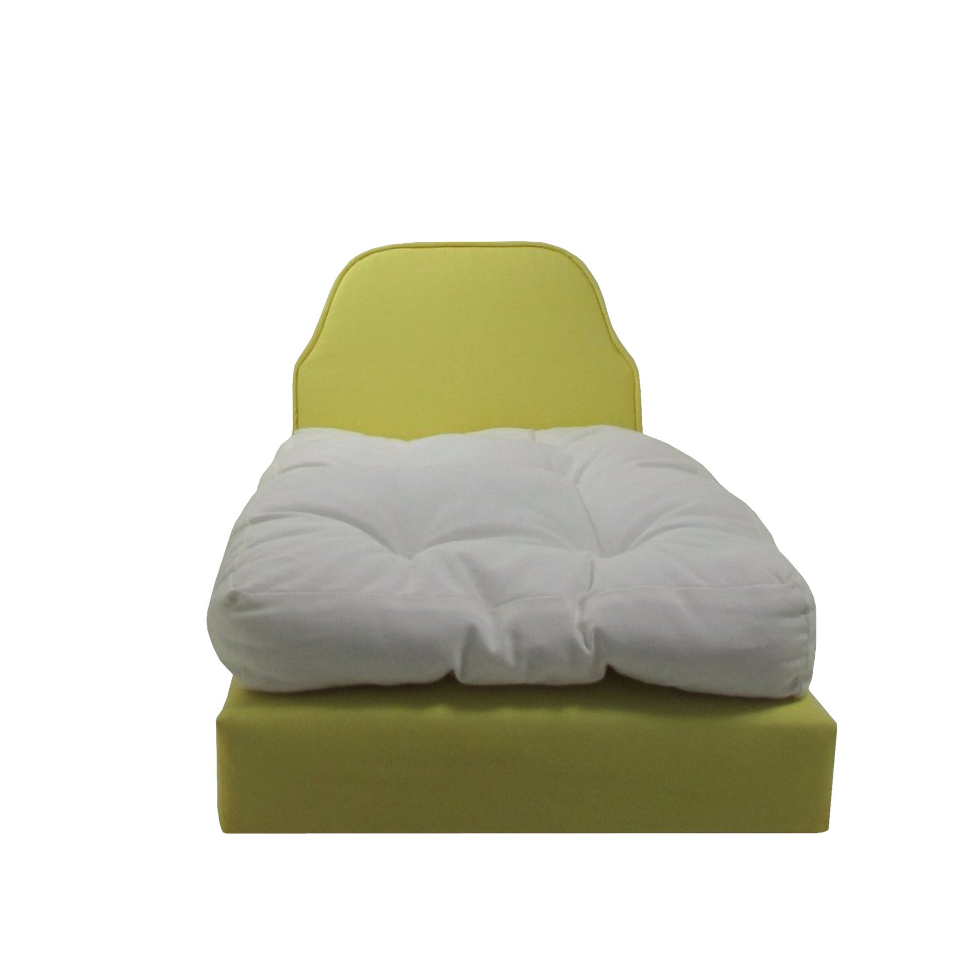 Upholstered Light Yellow Doll Bed for 18-inch dolls Second view