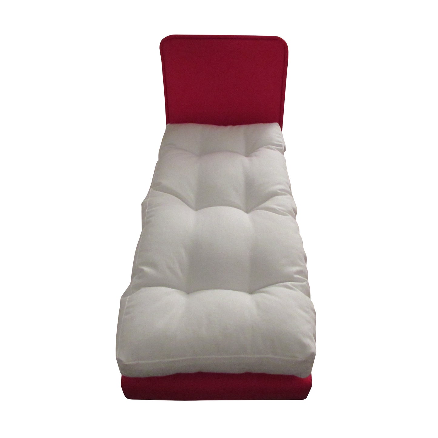 Upholstered Red Doll Bed for 11.5-inch and 12-inch dolls Second view