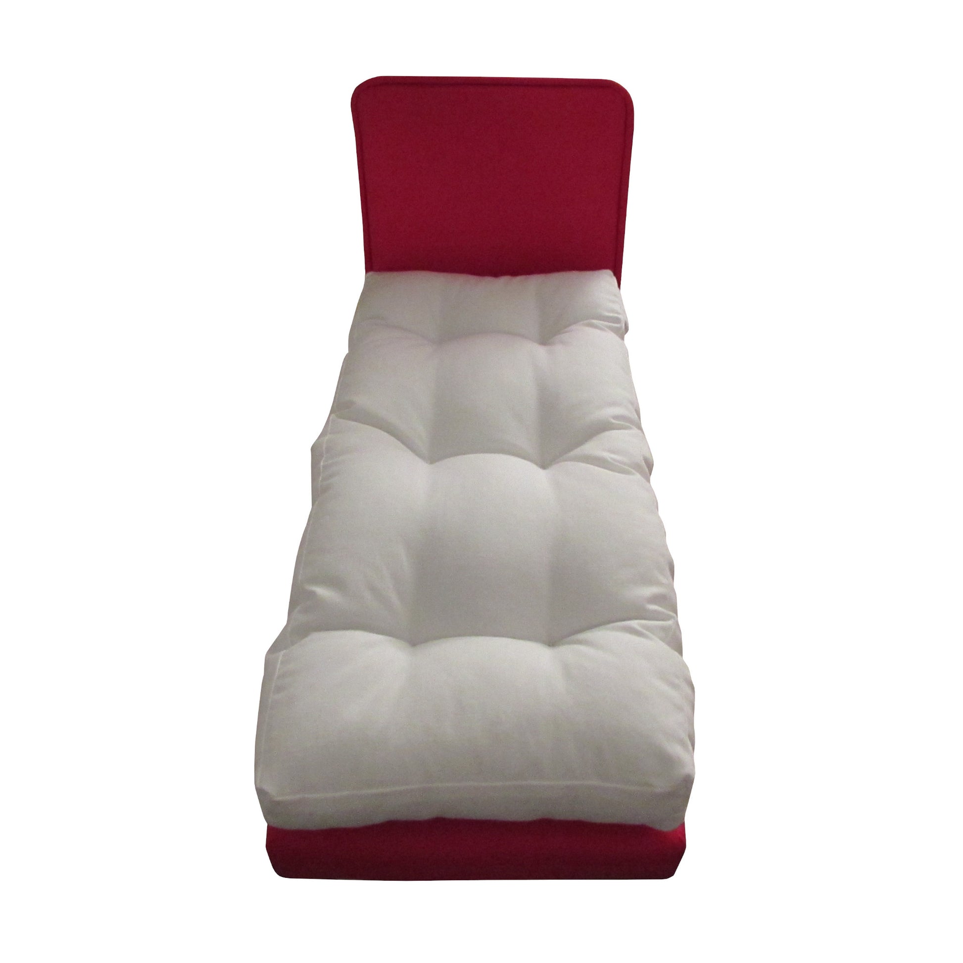 Upholstered Red Doll Bed for 11.5-inch and 12-inch dolls Second view
