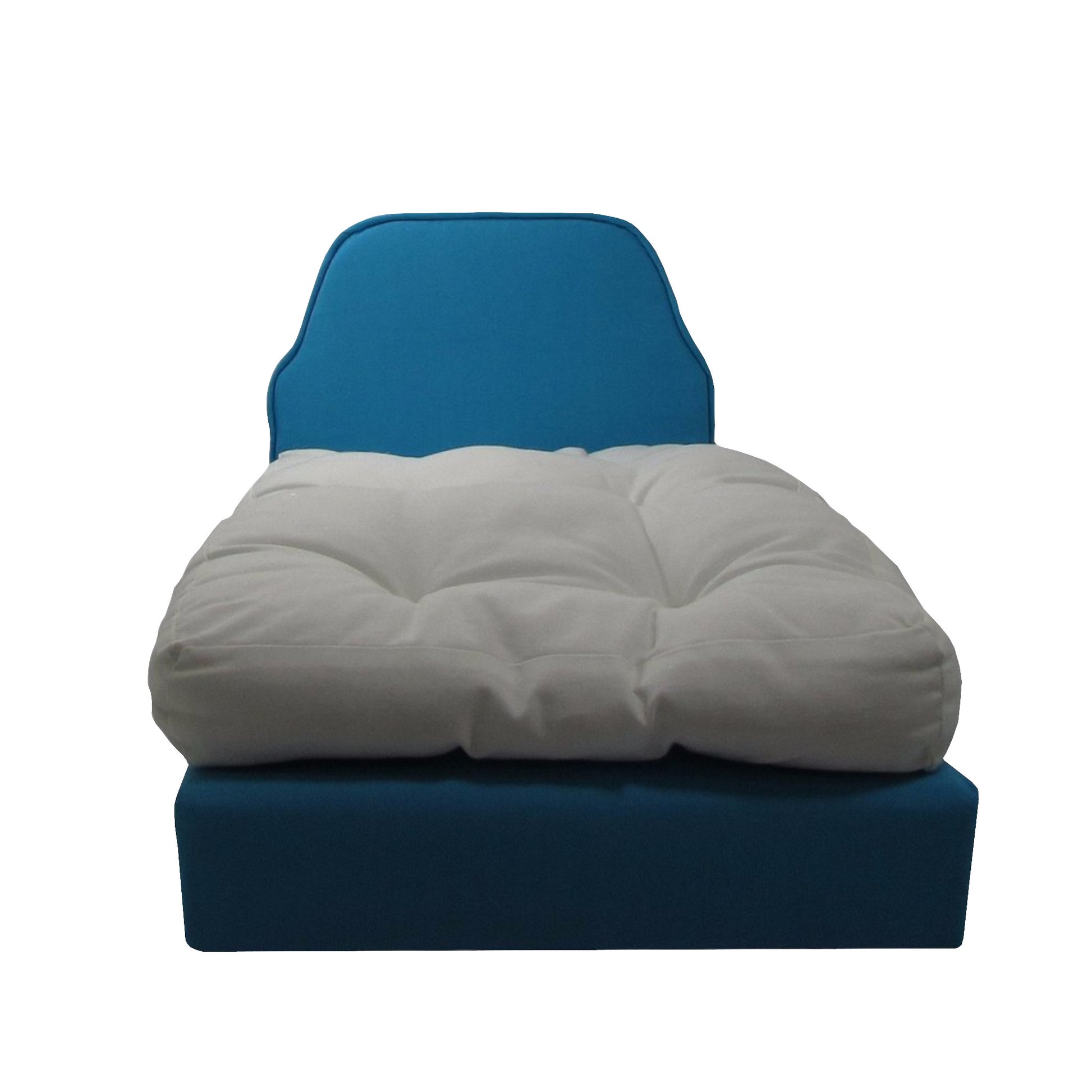 Upholstered Turquoise Doll Bed for 18-inch dolls Second view
