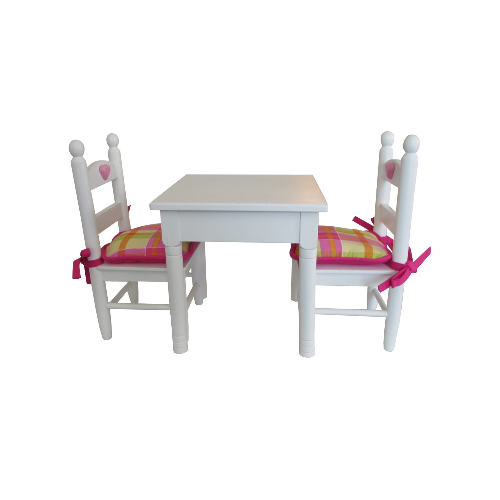 Yellow, Orange, Pink, and Green Plaid Doll Chair Cushions for 18-inch dolls