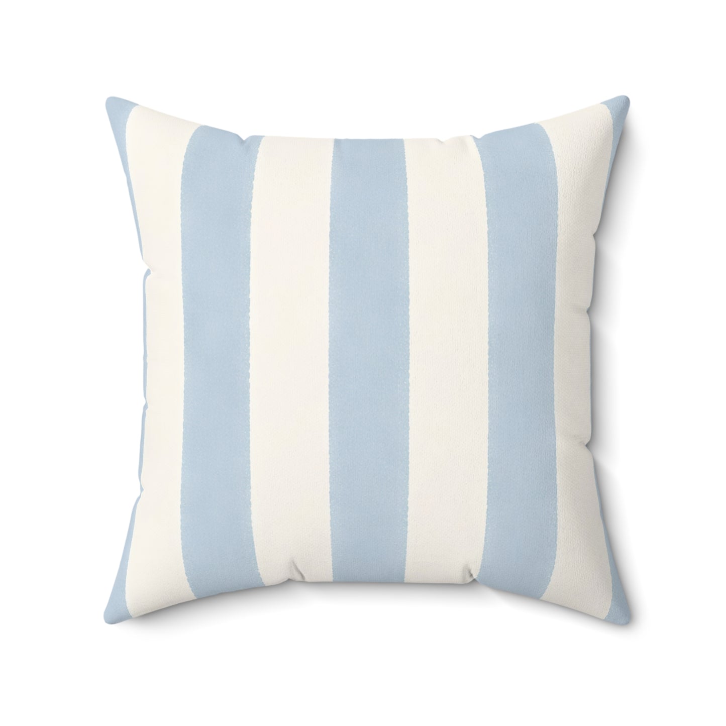 Striped Coastal Throw Pillow — Light Blue & White Square Accent Pillow