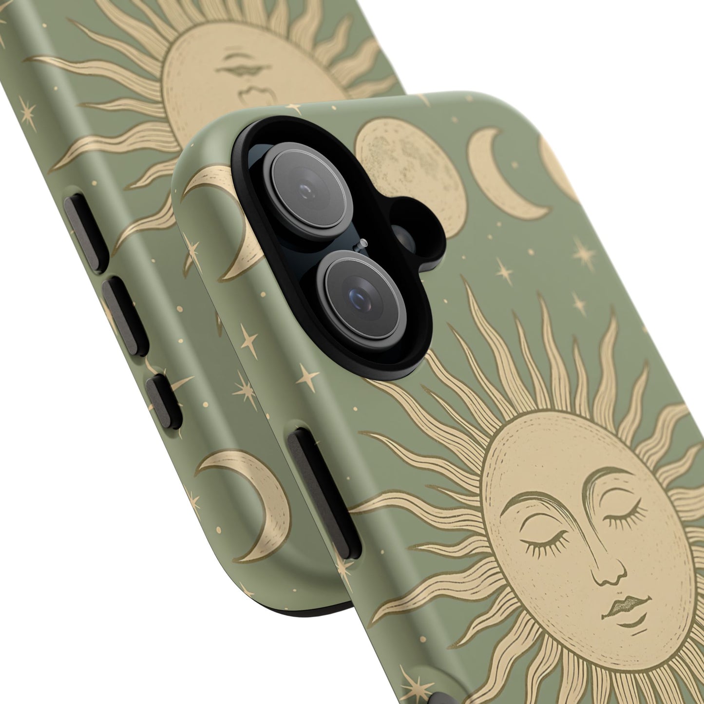 Boho Sun and Moon Phone Case – Protective Aesthetic Case with Wireless Charging Compatibility