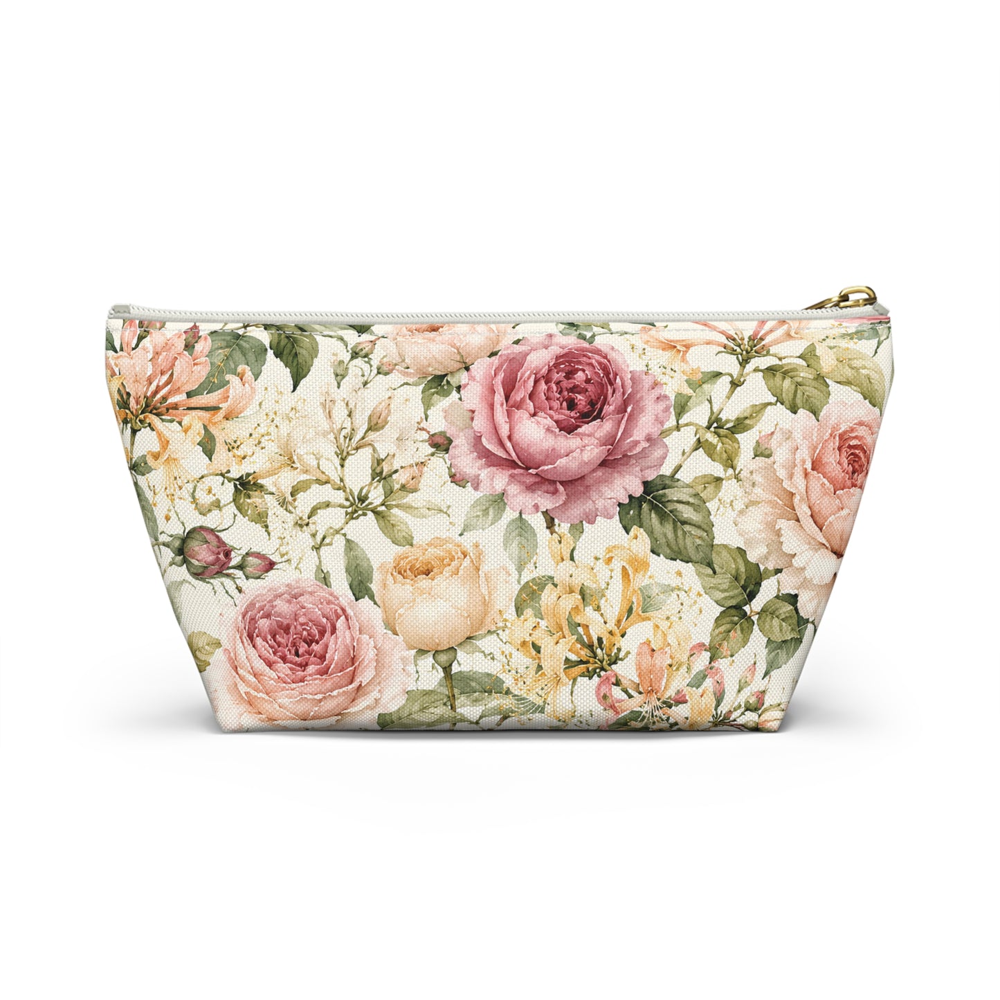 Floral Rose Accessory Pouch — Vintage Garden Makeup Bag