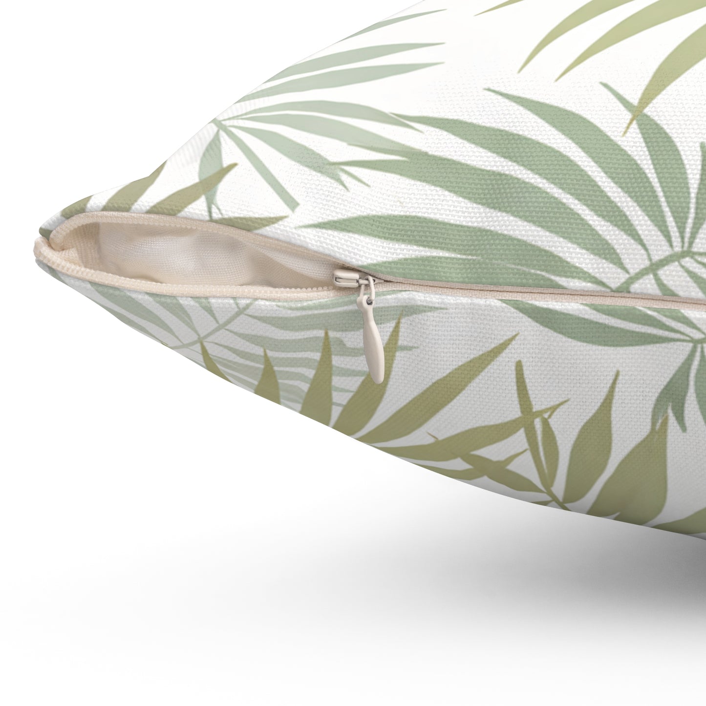 Tropical Palm Leaf Pillow — Green Botanical Decorative Throw Pillow