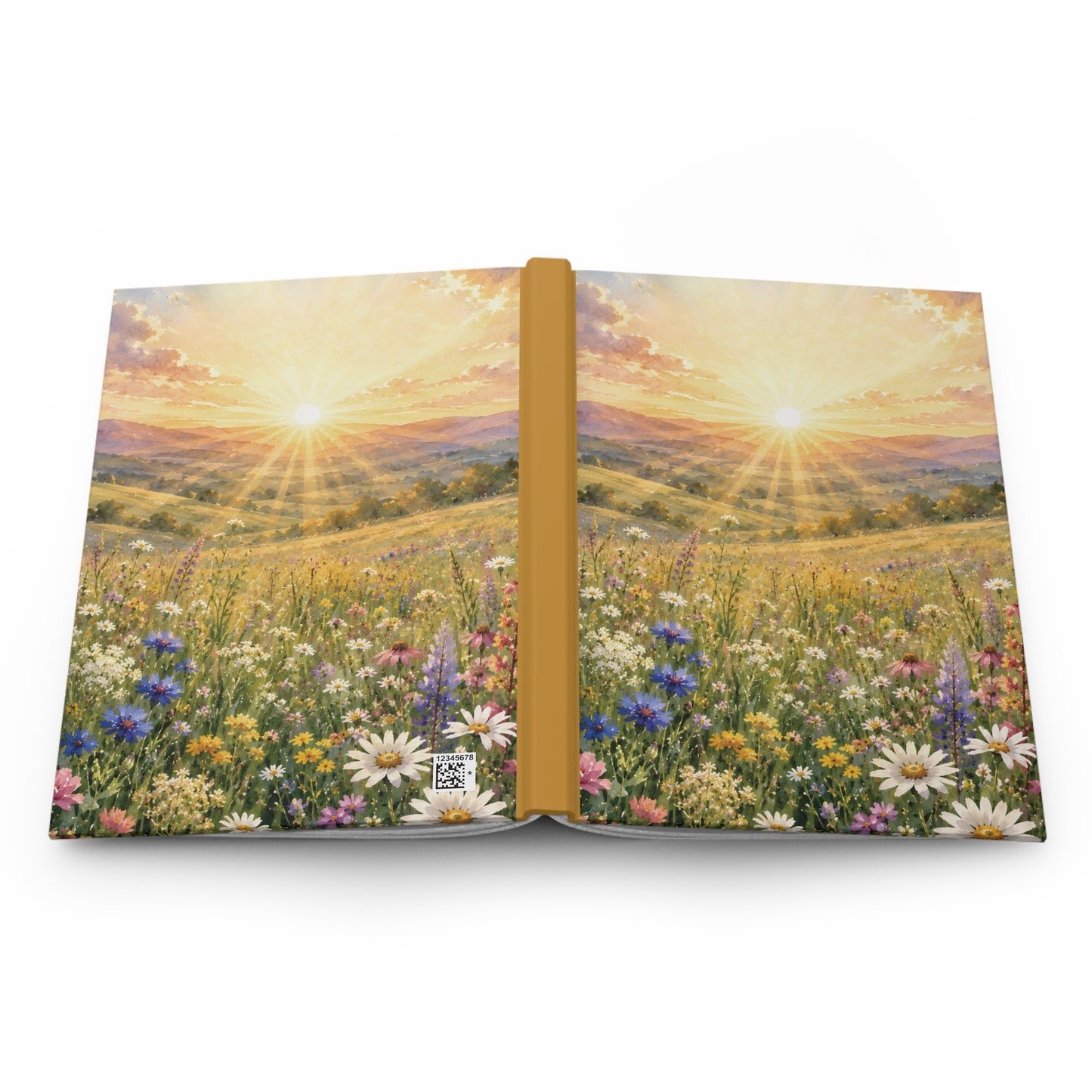Sunrise Wildflower Hardcover Journal — Floral Meadow Gratitude Notebook