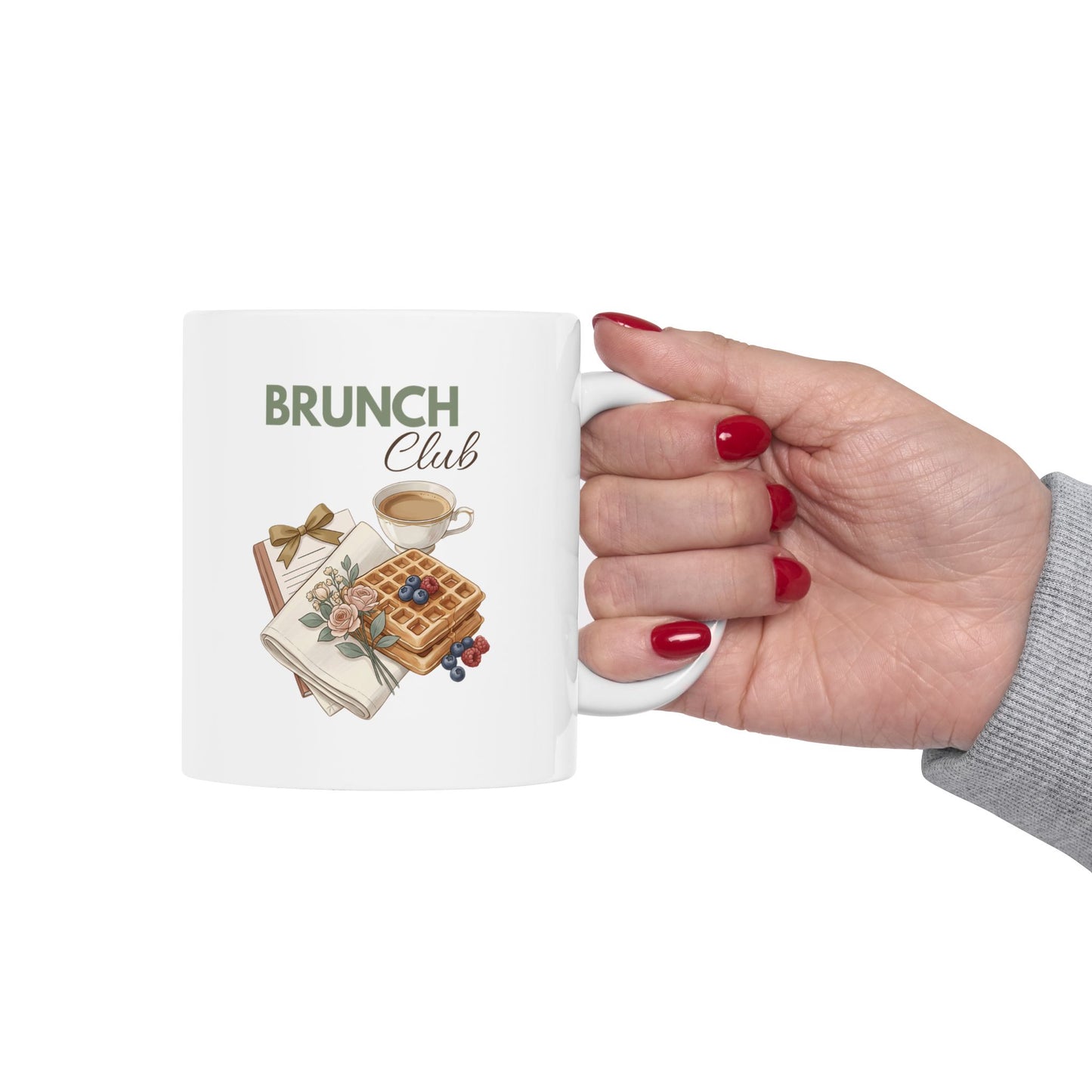 Brunch Club Ceramic Coffee Mug – Brunch Lover Coffee Cup – Waffles & Coffee Mug – Cozy Kitchen Gift – 11oz & 15oz