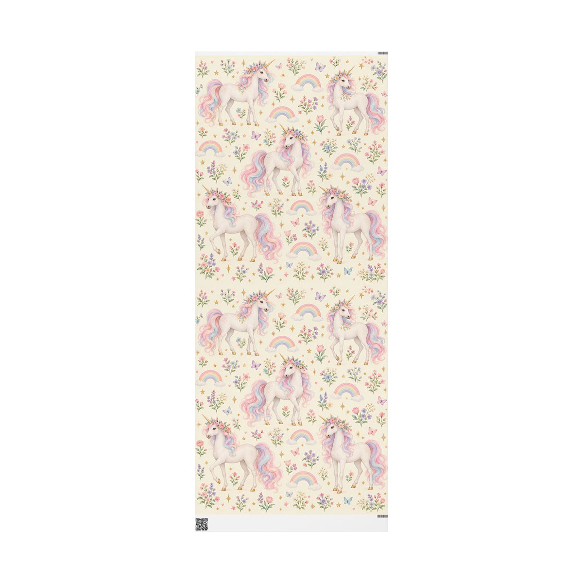 Unicorn Floral Wrapping Paper Roll — Pastel Rainbow Gift Wrap