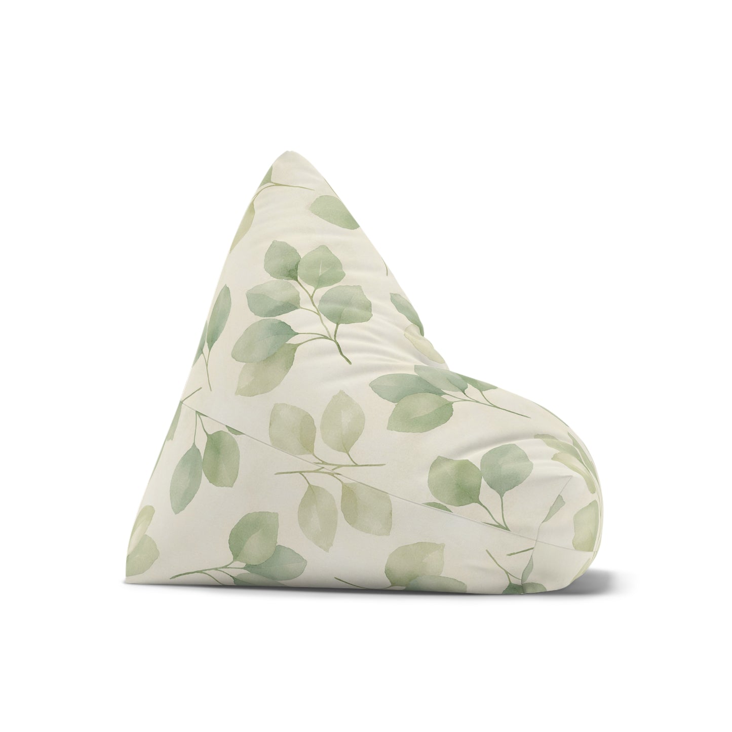 Botanical Leaf Bean Bag Cover — Soft Green Watercolor Foliage