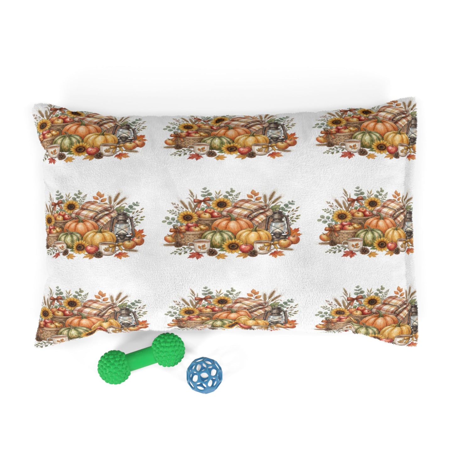 Autumn Harvest Pet Bed — Fall Pumpkin & Sunflower Dog Cushion