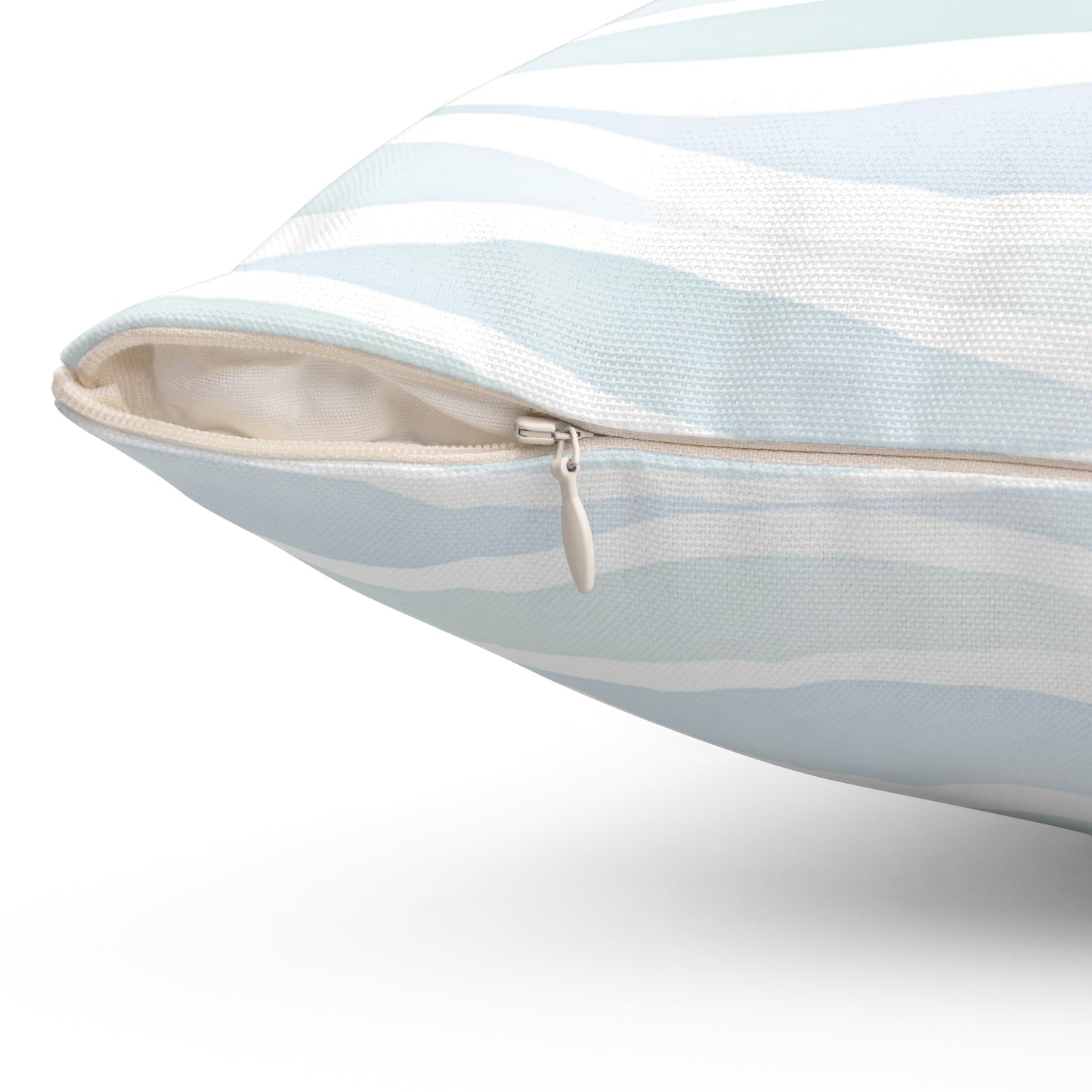 Coastal Wave Square Pillow — Aqua Wavy Stripes Decorative Throw Pillow
