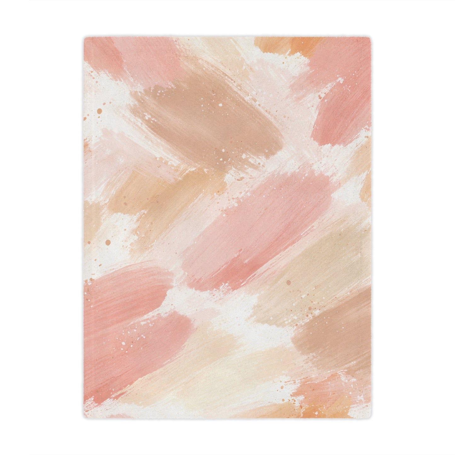 Abstract Blush Minky Blanket — Soft Pink & Beige Brushstroke Throw