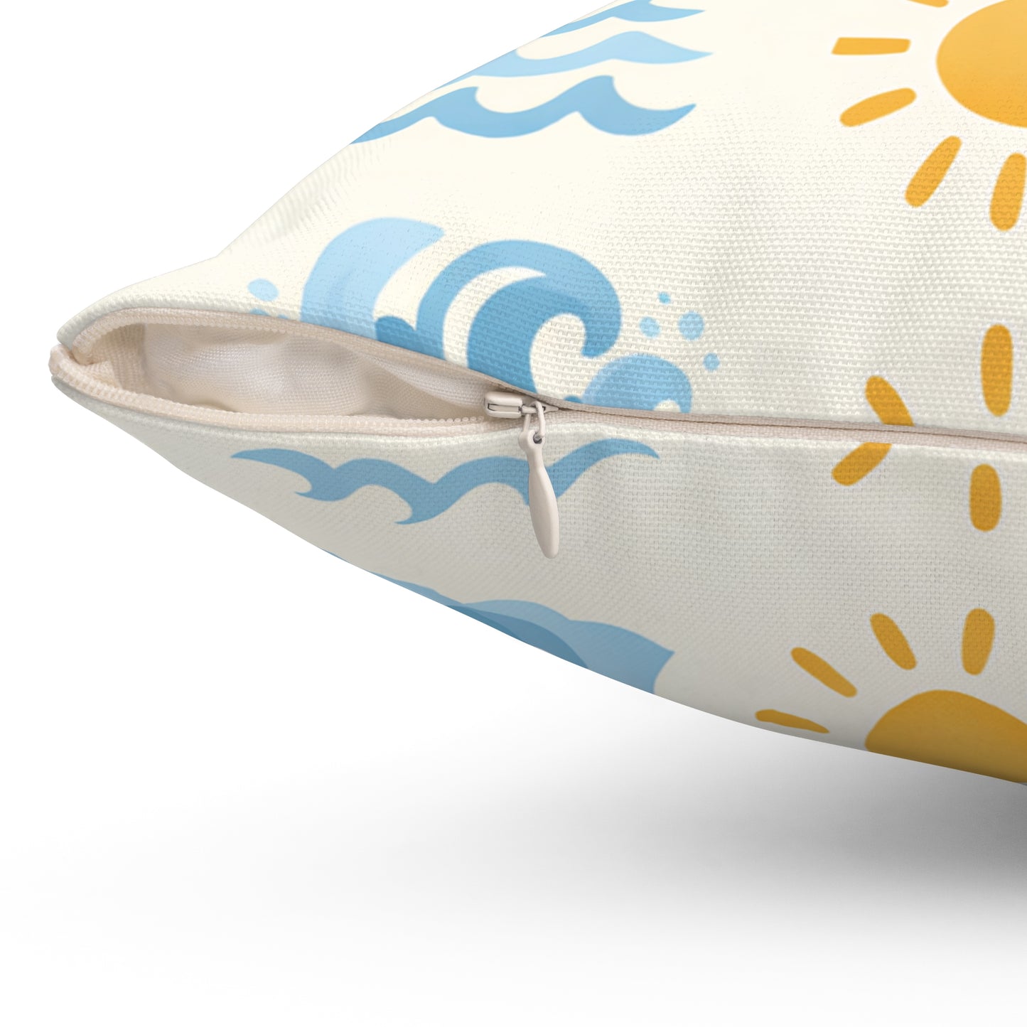 Sun & Waves Beach Pattern Square Pillow