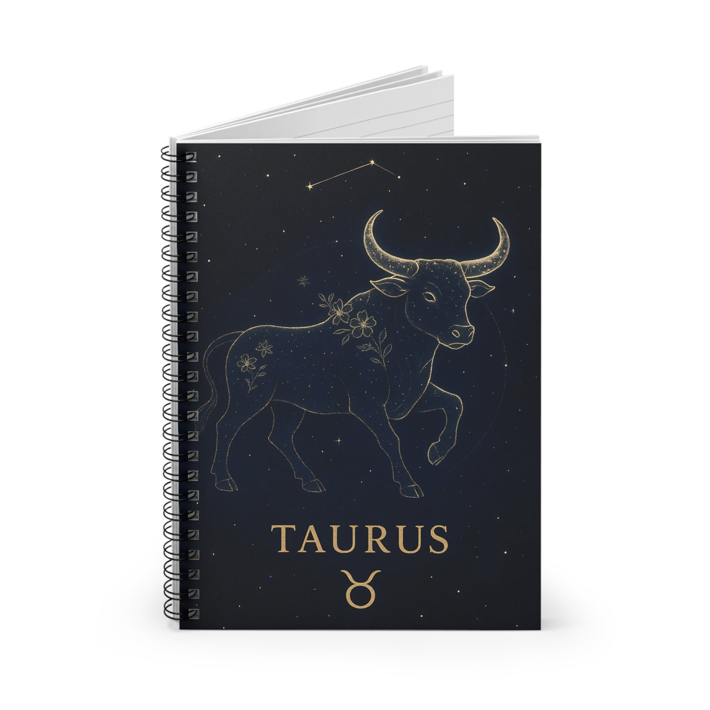 Taurus Zodiac Galaxy Spiral Notebook – Golden Bull Astrology Journal (6" x 8", 118 Pages)