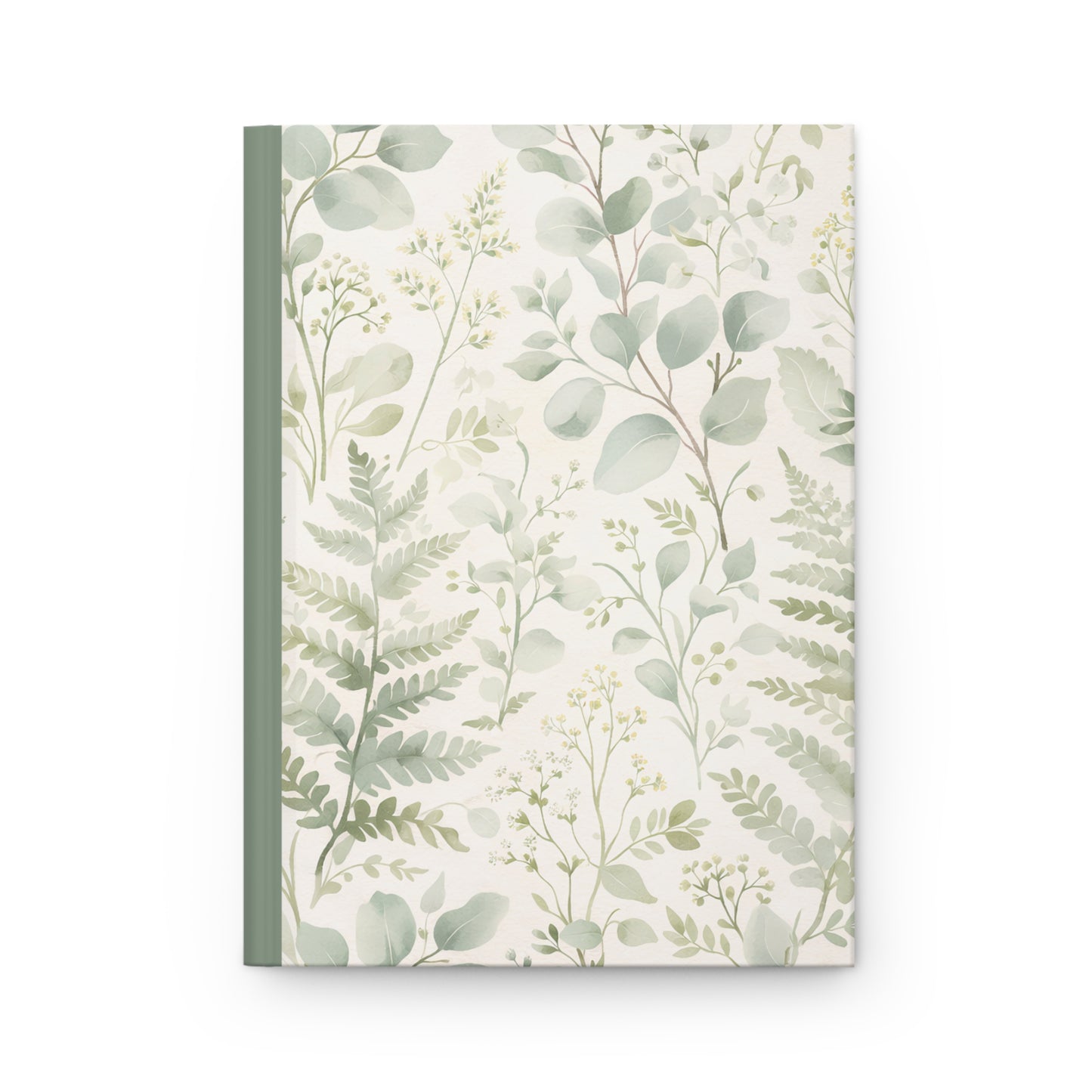 Botanical Greenery Hardcover Journal — Floral Fern and Eucalyptus Notebook
