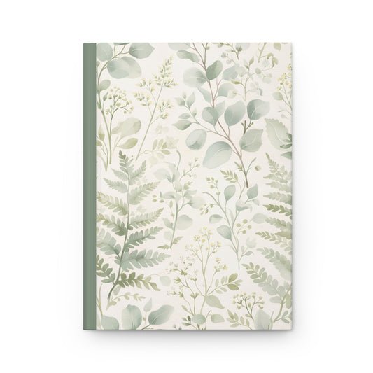 Botanical Greenery Hardcover Journal — Floral Fern and Eucalyptus Notebook