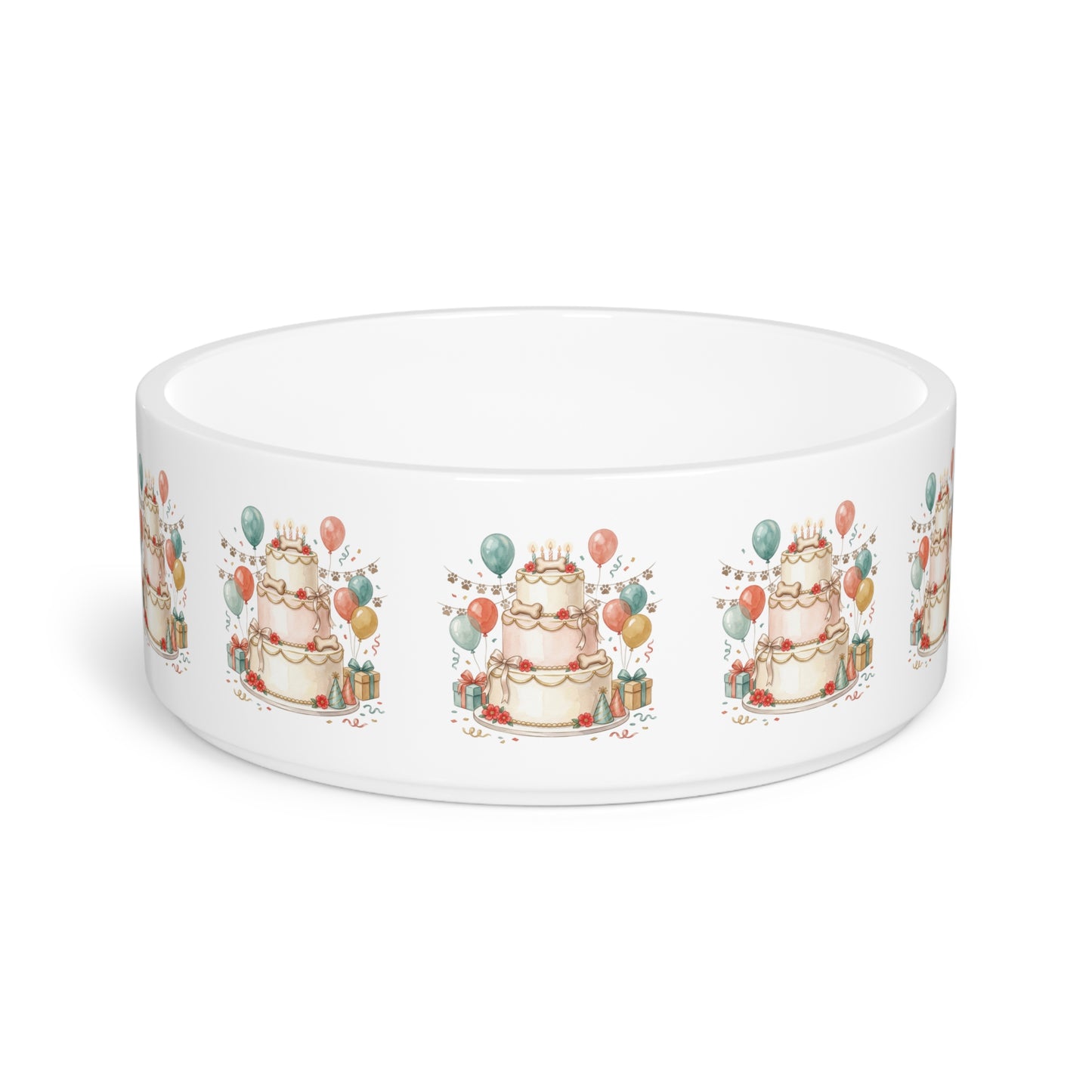 Pet Bowl — Birthday Cake Party Design Ceramic Dog & Cat Food Bowl