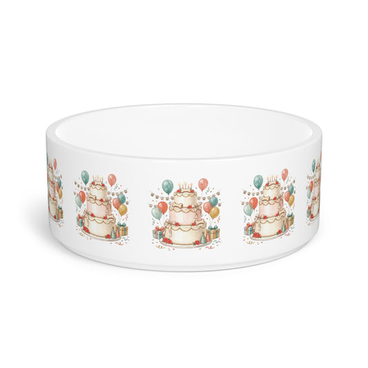 Pet Bowl — Birthday Cake Party Design Ceramic Dog & Cat Food Bowl