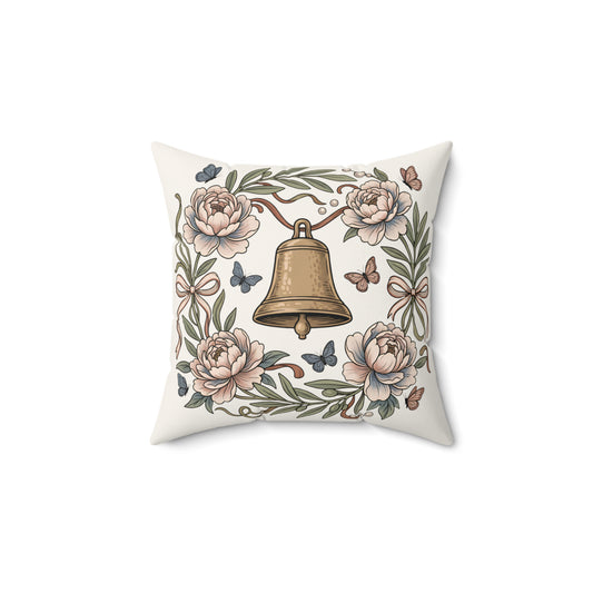 Floral Bell Decorative Pillow — Vintage Rose Wreath Accent Cushion