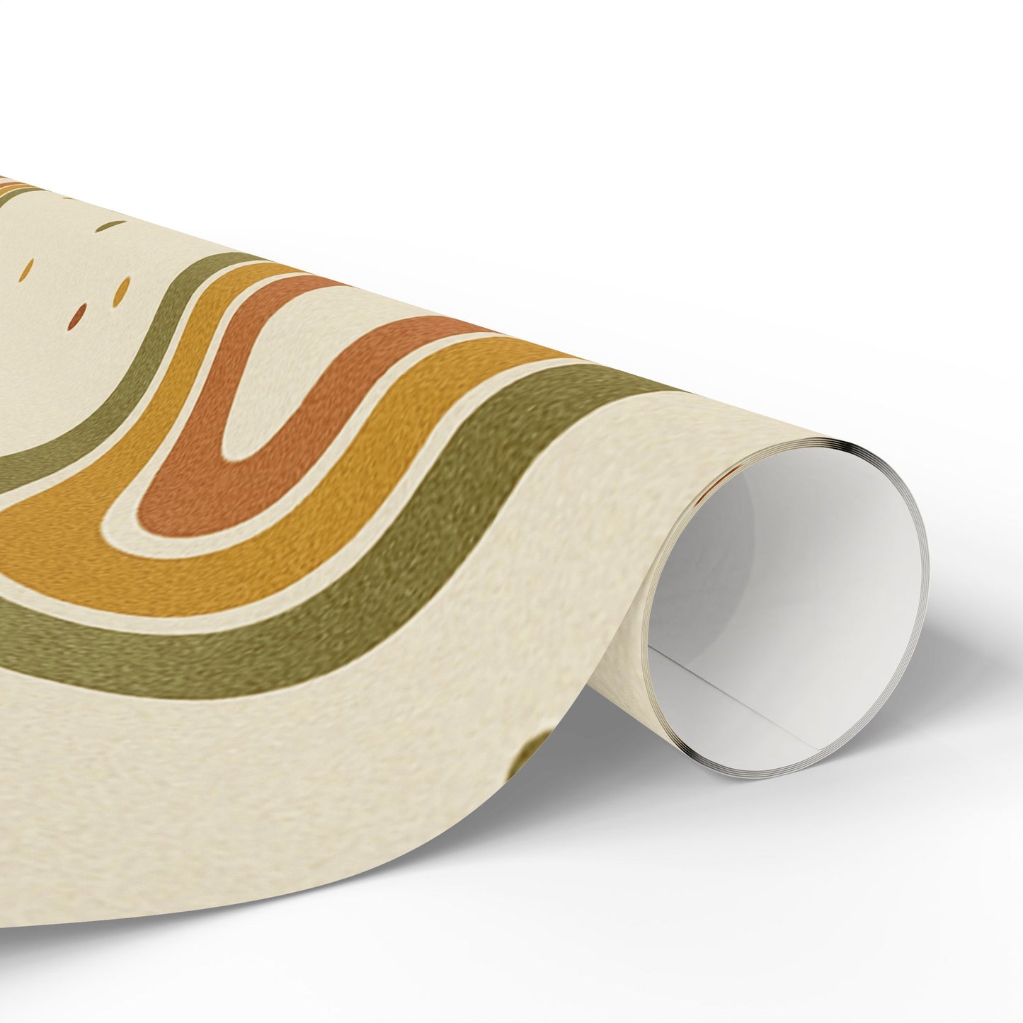 Boho Rainbow Wrapping Paper – Earth Tone Arches & Dots on Neutral Background