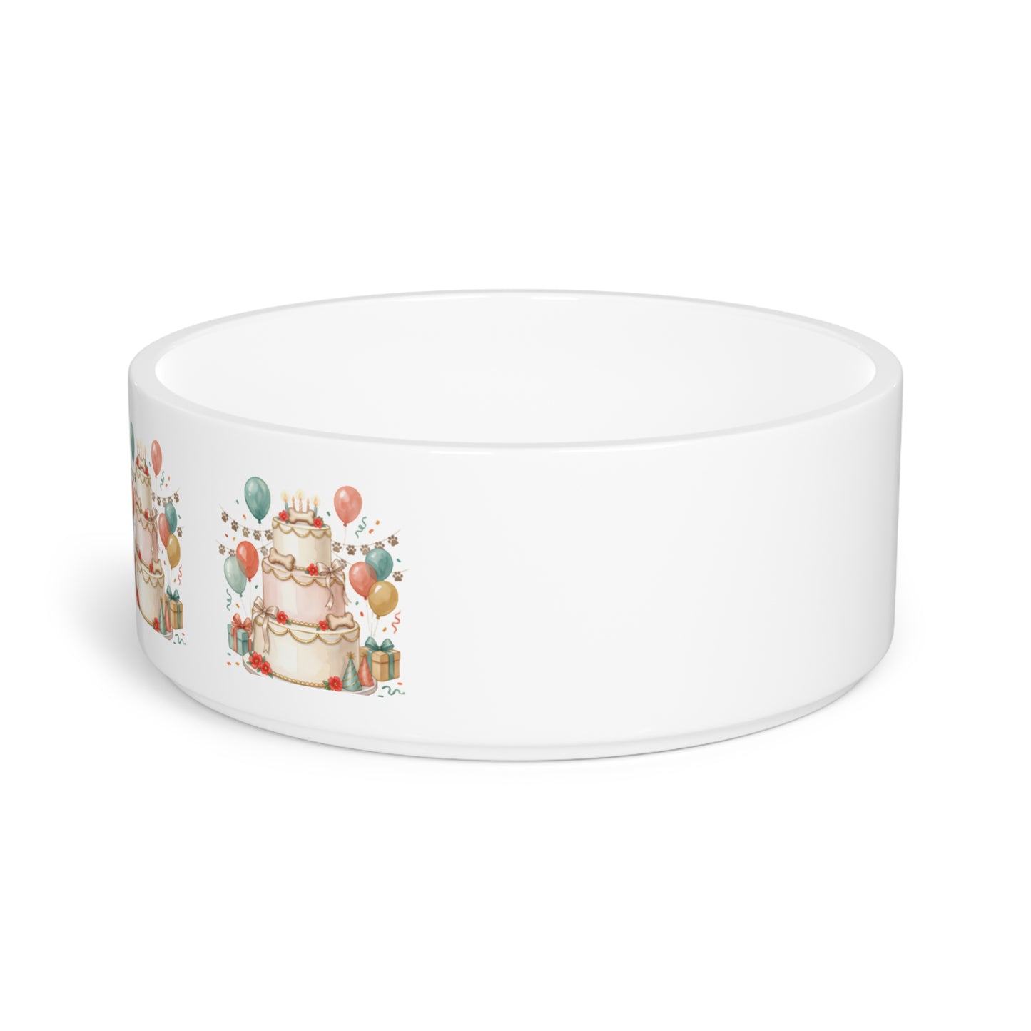 Pet Bowl — Birthday Cake Party Design Ceramic Dog & Cat Food Bowl