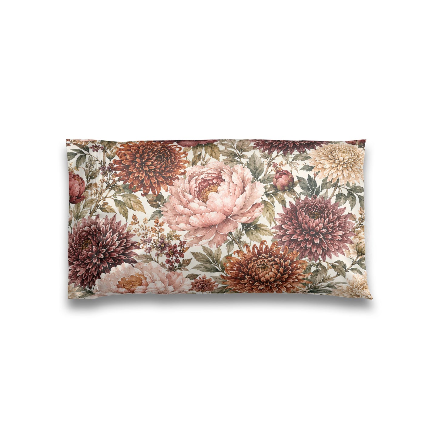 Floral Satin Pillowcase — Vintage Chrysanthemum & Peony