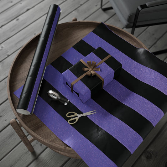 Black and Purple Striped Luxury Wrapping Paper – Glossy or Matte Finish, Durable 90gsm