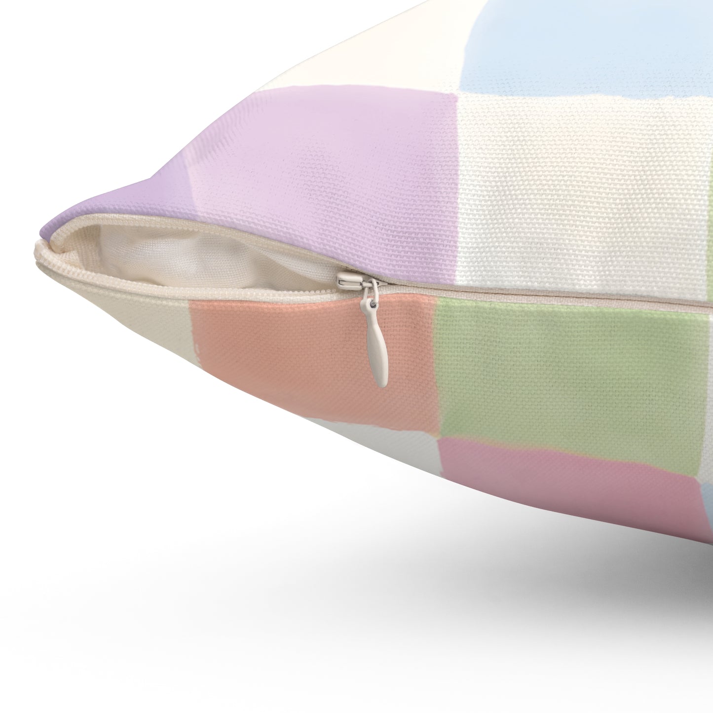 Pastel Checkerboard Decorative Pillow — Soft Watercolor Squares Throw Pillow