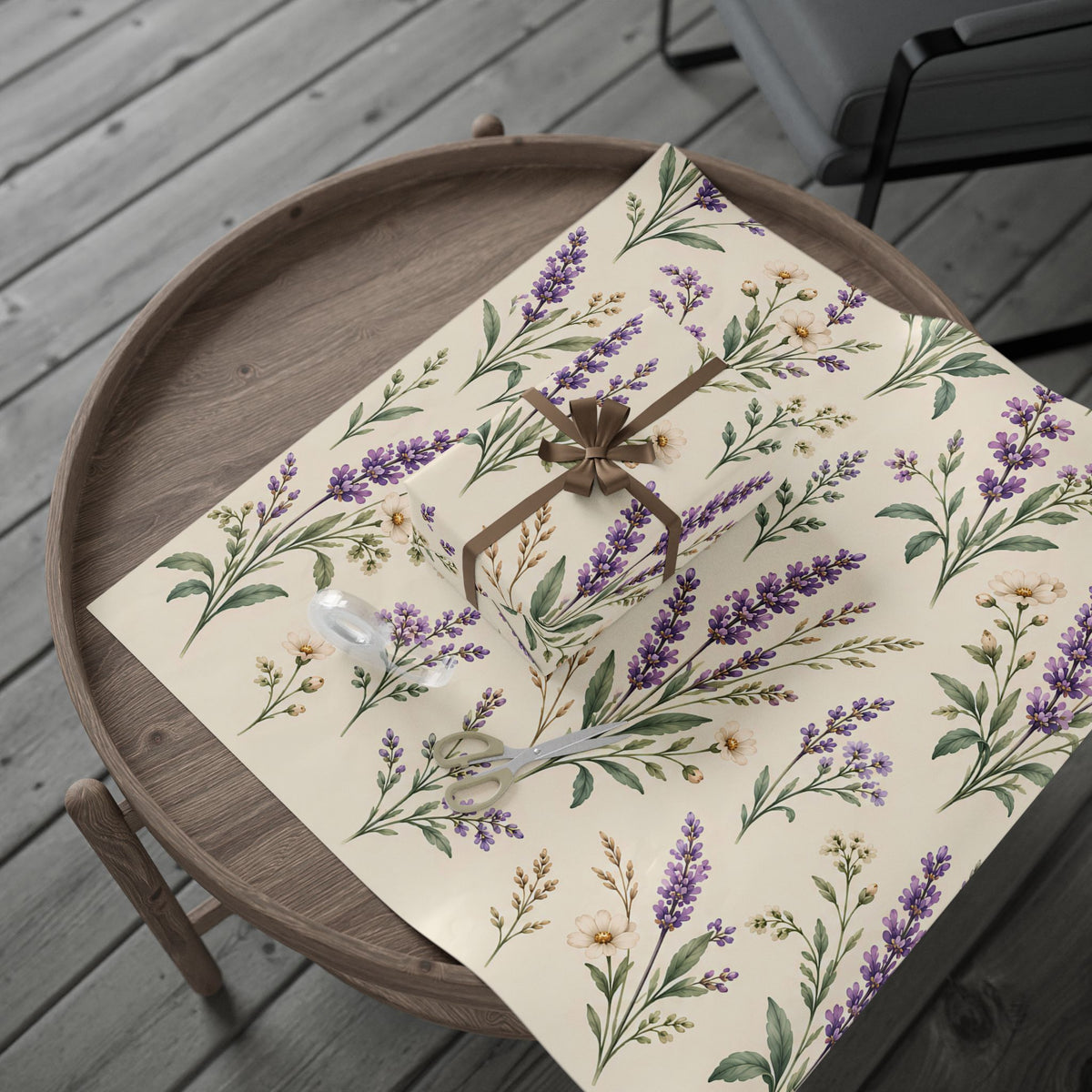 Lavender & Daisy Floral Wrapping Paper Roll — Botanical Gift Wrap for Birthdays, Weddings & Spring Celebrations