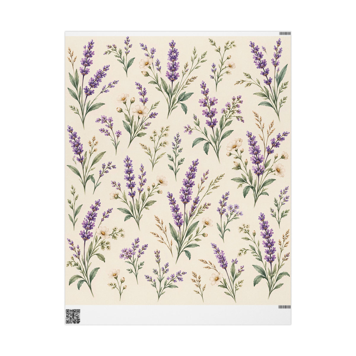 Lavender & Daisy Floral Wrapping Paper Roll — Botanical Gift Wrap for Birthdays, Weddings & Spring Celebrations
