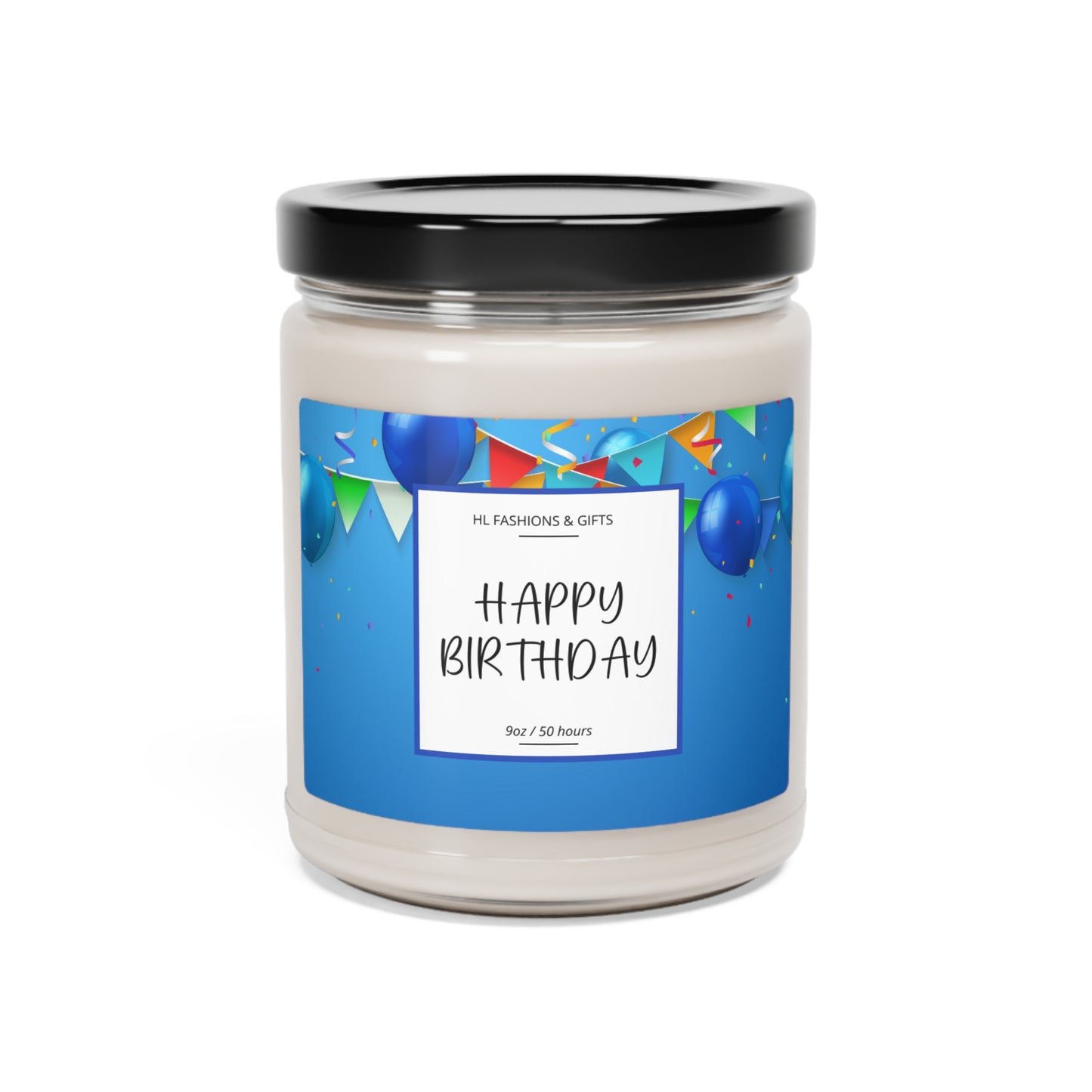 Happy Birthday Soy Candle - Blue Balloons