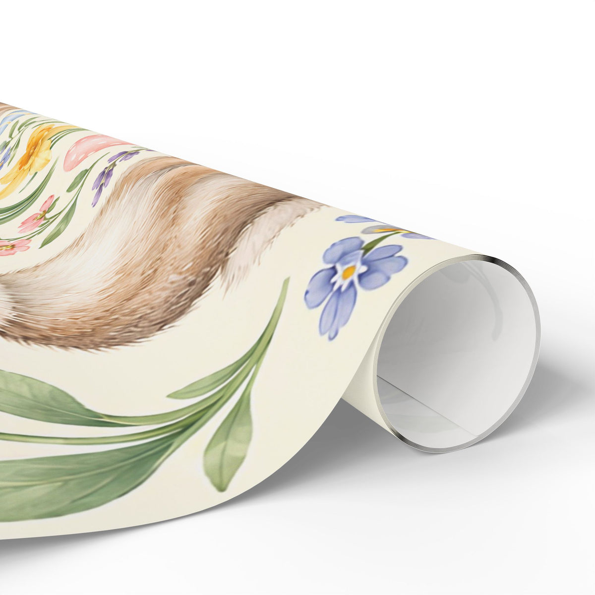 Easter Bunny Floral Wrapping Paper Roll — Pastel Spring Gift Wrap