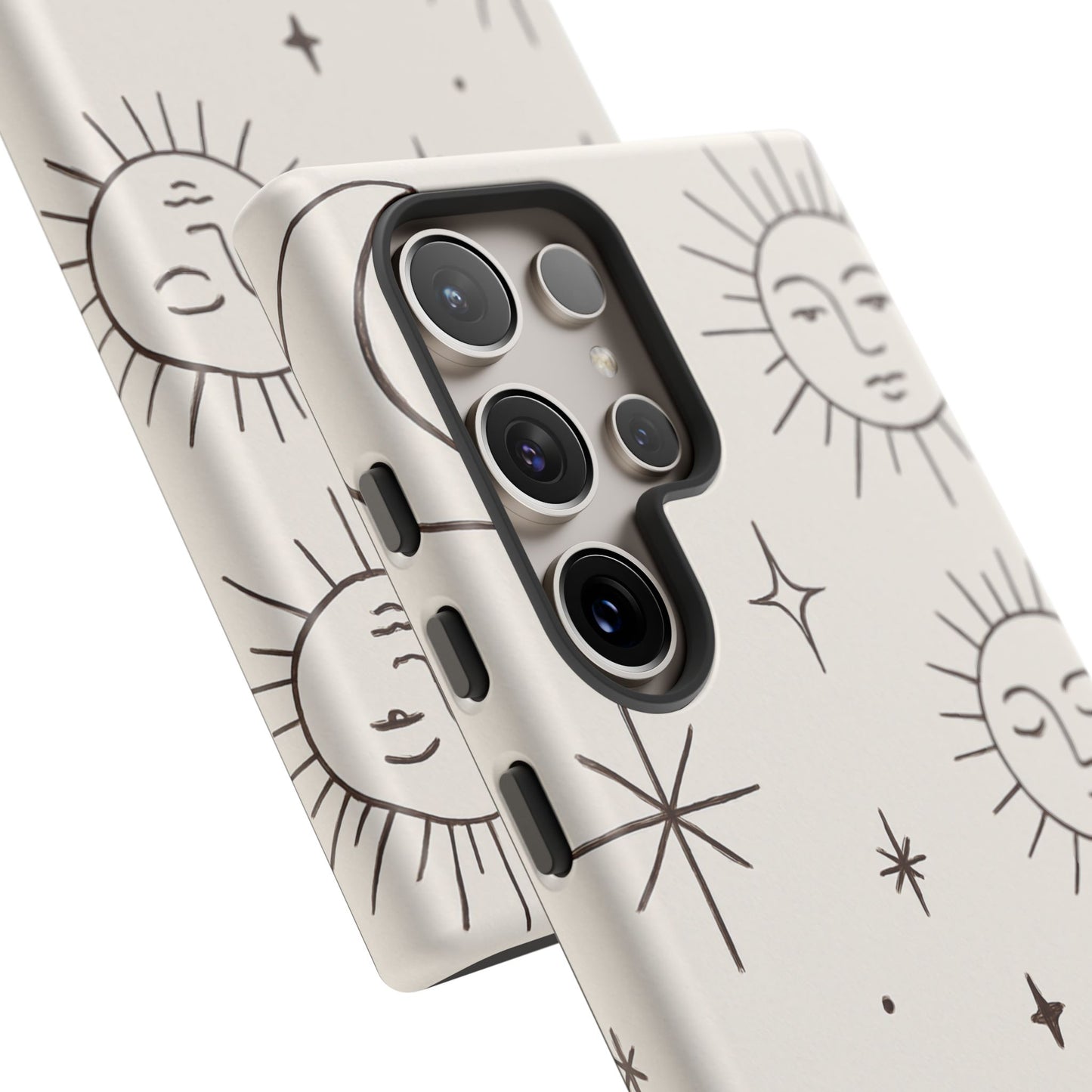 Celestial Moon & Sun Line Art iPhone Case – Minimalist Boho Cosmic Design