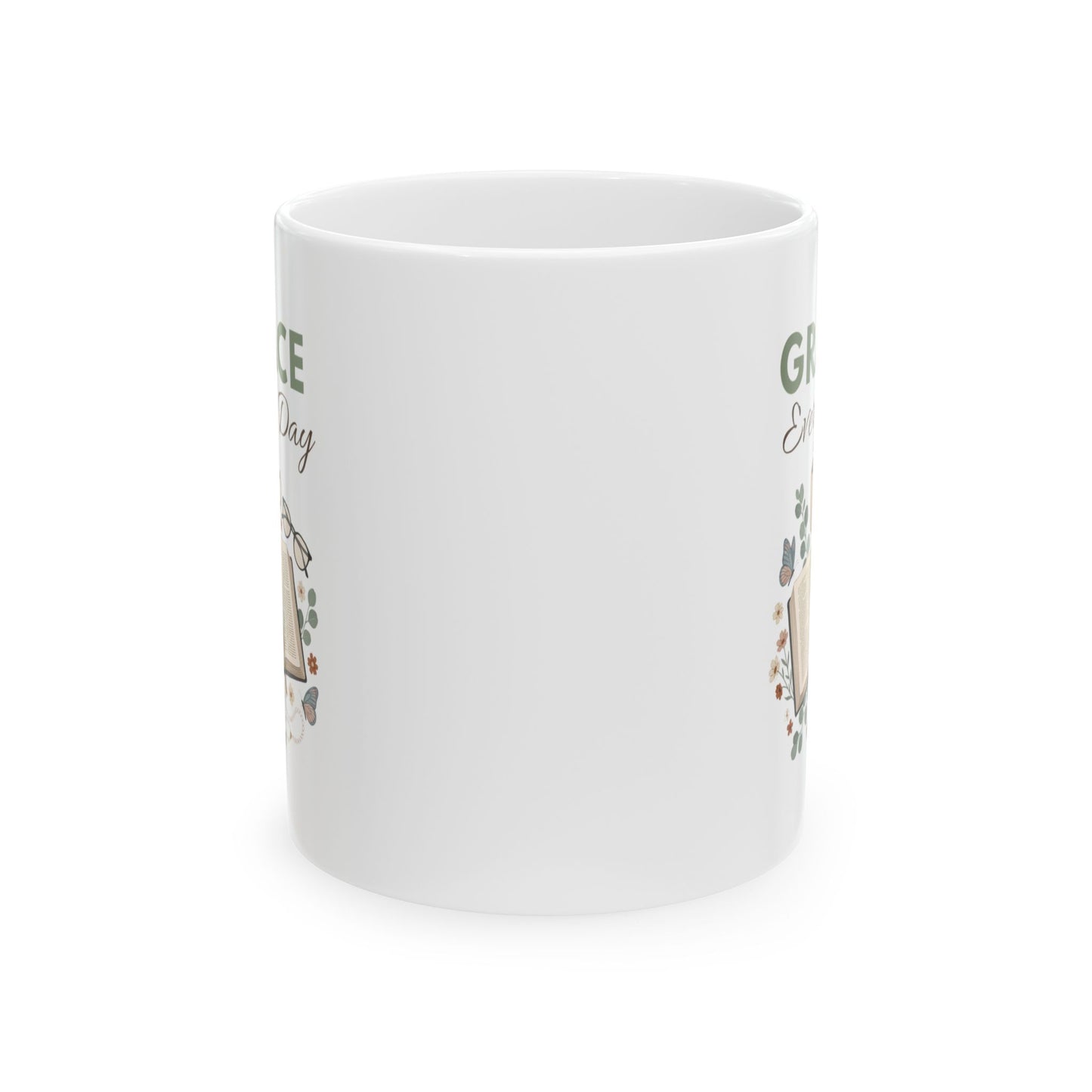 Grandma Ceramic Mug - "Grace Every Day" Floral Gift Mug (11oz/15oz)