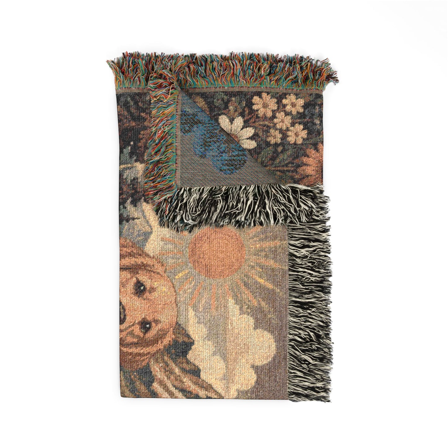 Golden Retriever Cabin Woven Blanket — Rustic Mountain Dog Throw