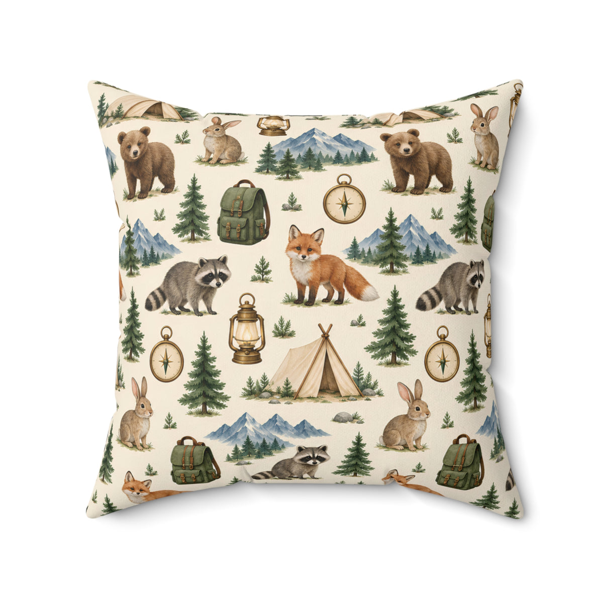 Camping Adventure Outdoor Wilderness Square Pillow