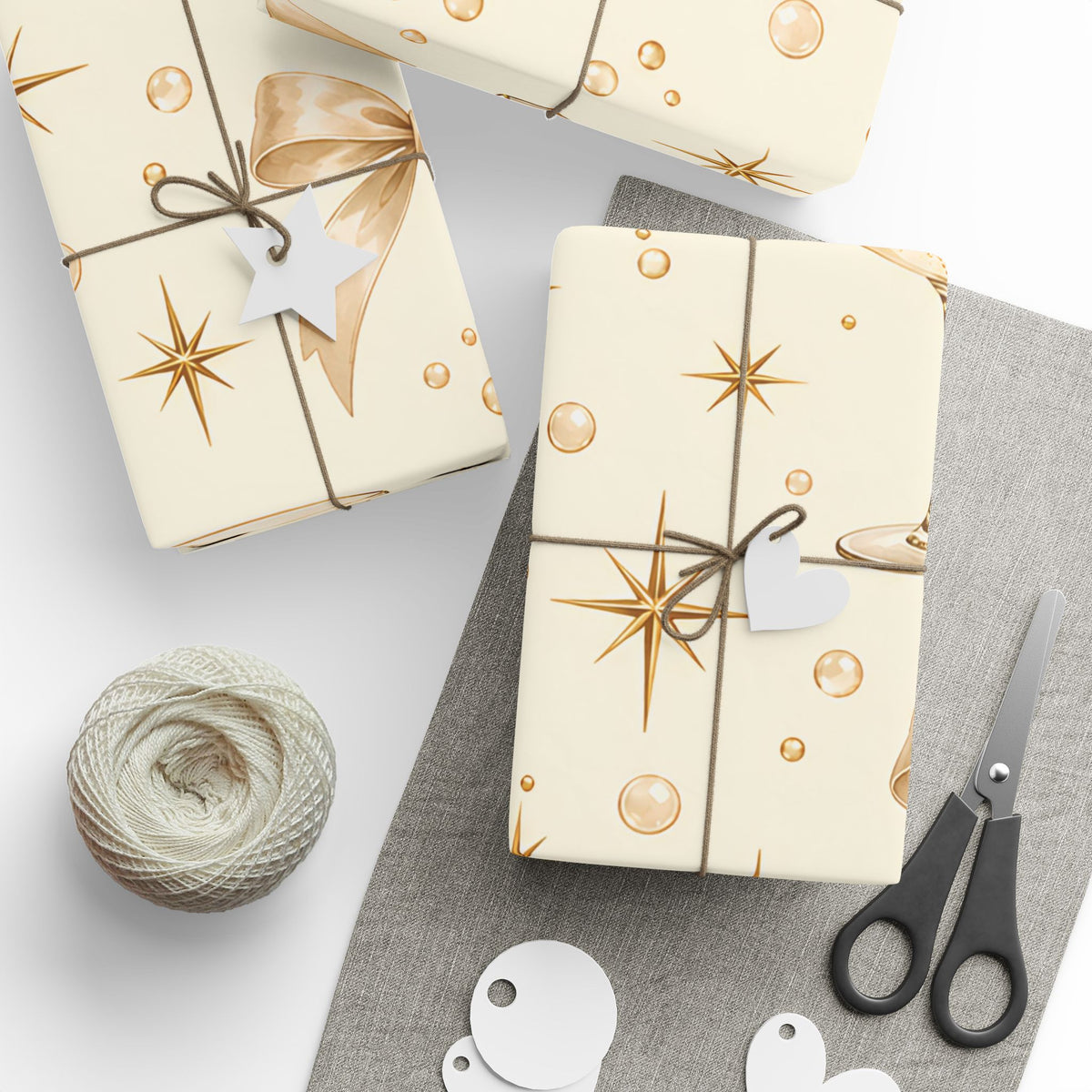 Champagne & Golden Stars Wrapping Paper | Elegant Celebration Gift Wrap