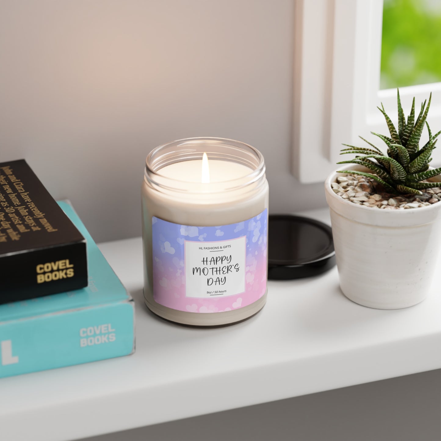 Happy Mother's Day Soy Candle - Pink and Blue Hearts