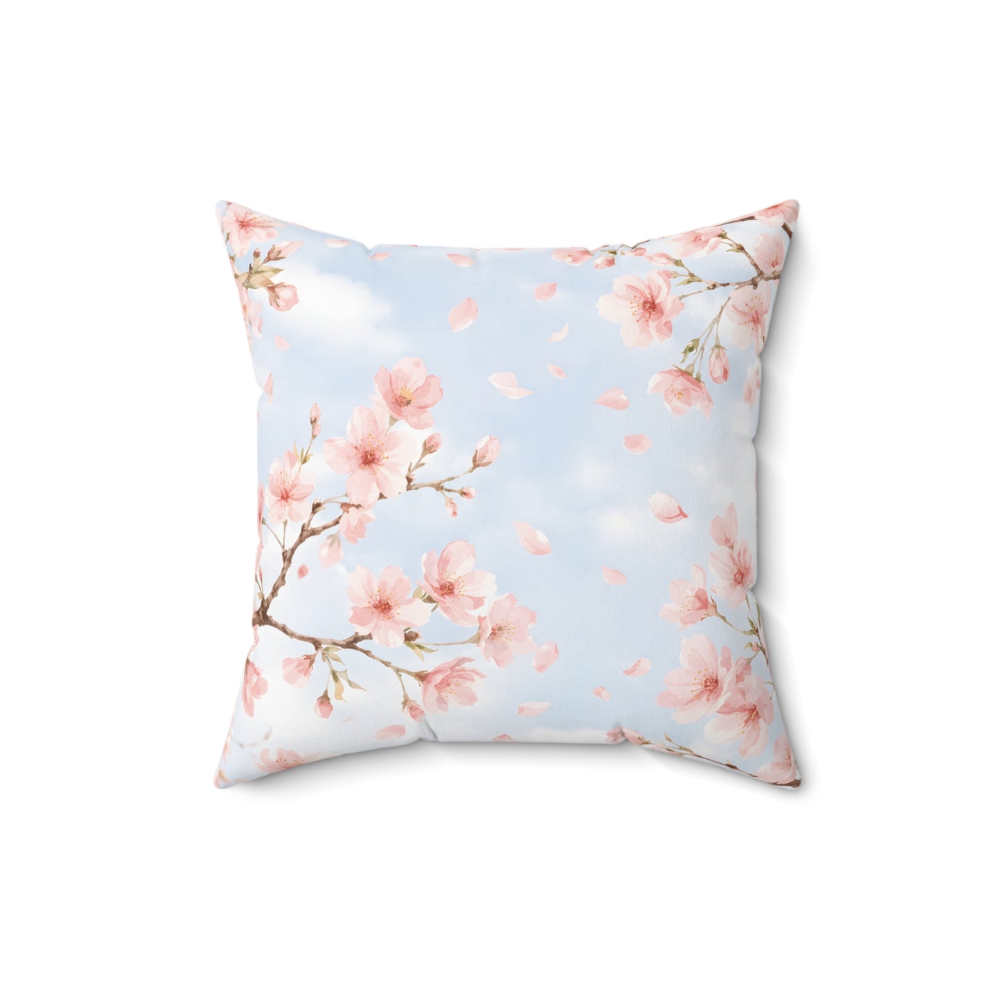 Cherry Blossom Square Pillow – Pastel Floral Decorative Throw Pillow